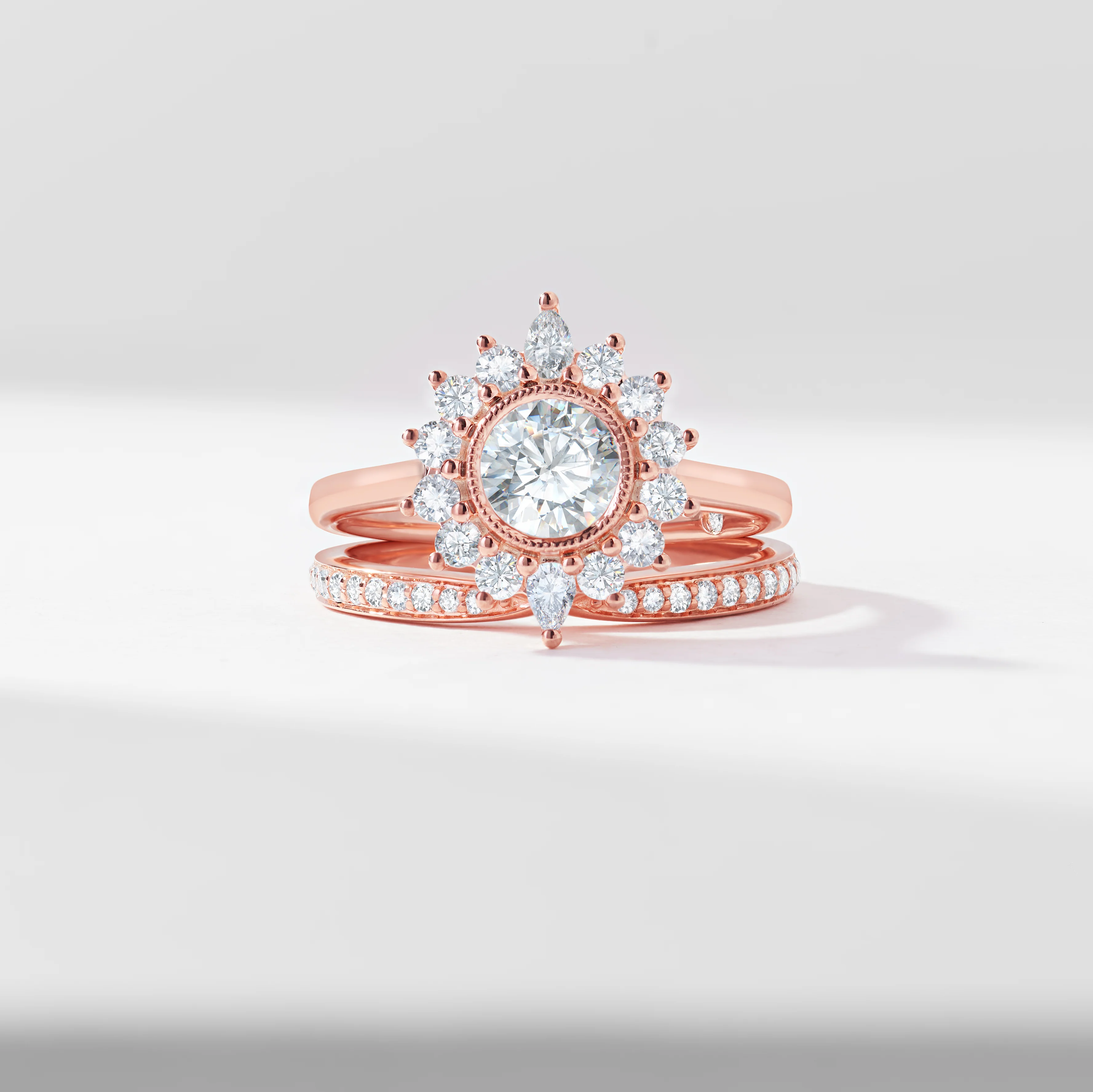 0.75ct Round Brilliant Diamond Milgrain Bezel Centre With Fancy Halo Bridal Set 1.60tdw - Image 6