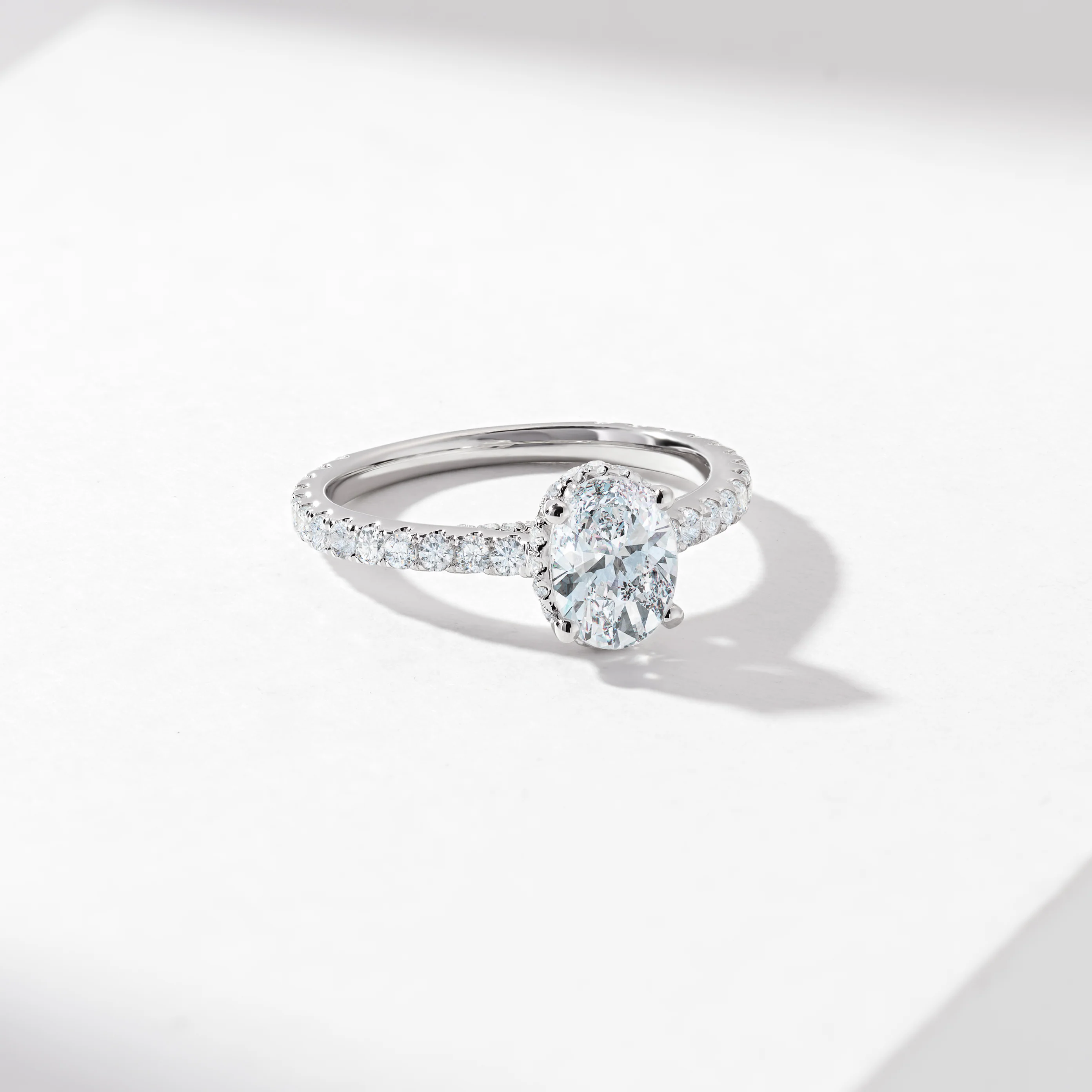 1.5ct Oval Lab Diamond Solitaire With Diamond Hidden Halo And Shoulders Engagement Ring 2.0tdw - Image 7