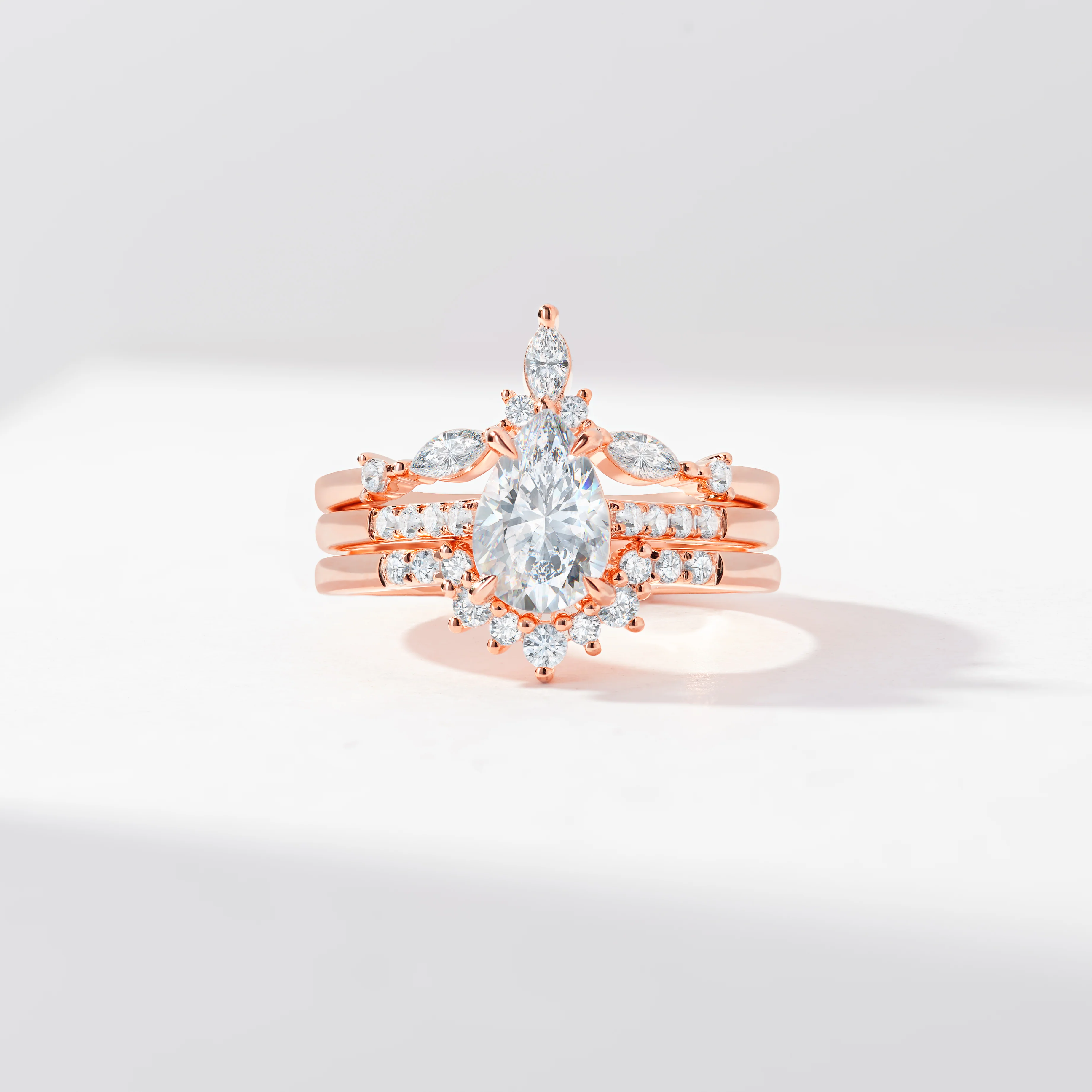 1.5ct Pear Diamond Engagement Ring With Marquise And Round Brilliant Diamond Contoured Fitted Wedders Bridal Set 2.0tdw - Image 8