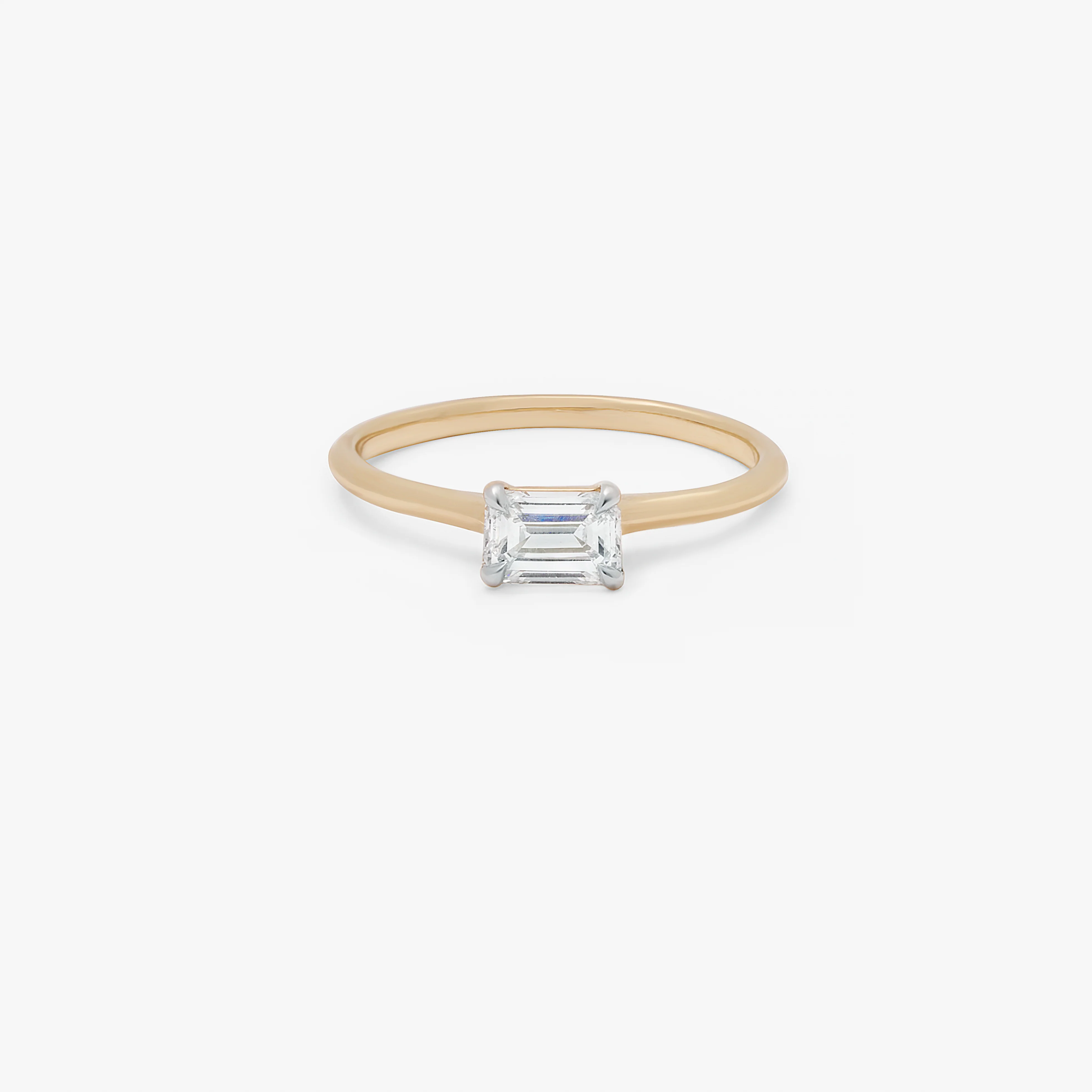 9K Yellow Gold 0.50ct Emerald Cut Lab Diamond East West Ring - Image 3