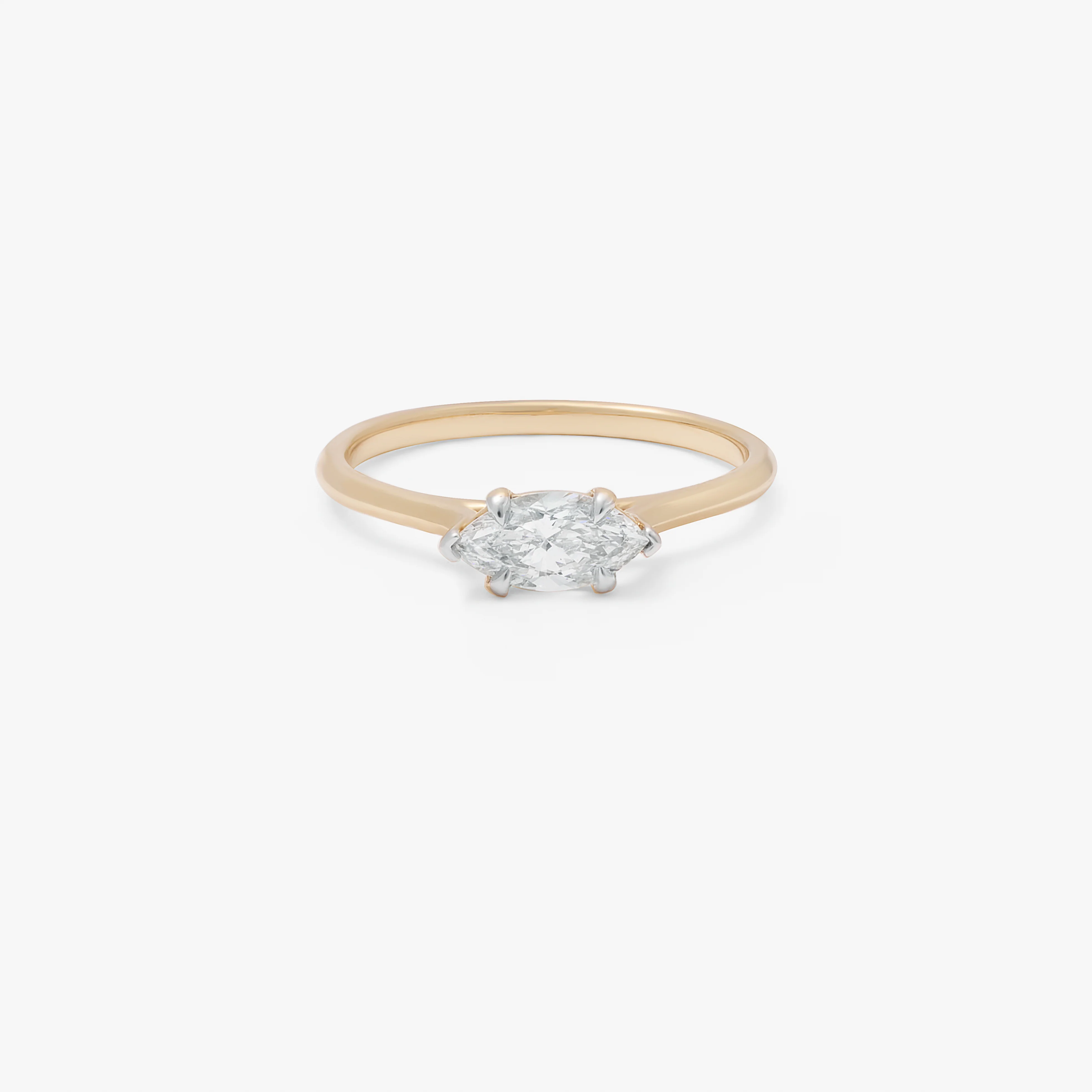 9K Yellow Gold 0.50ct Marquise Lab Diamond East West Ring - Image 3