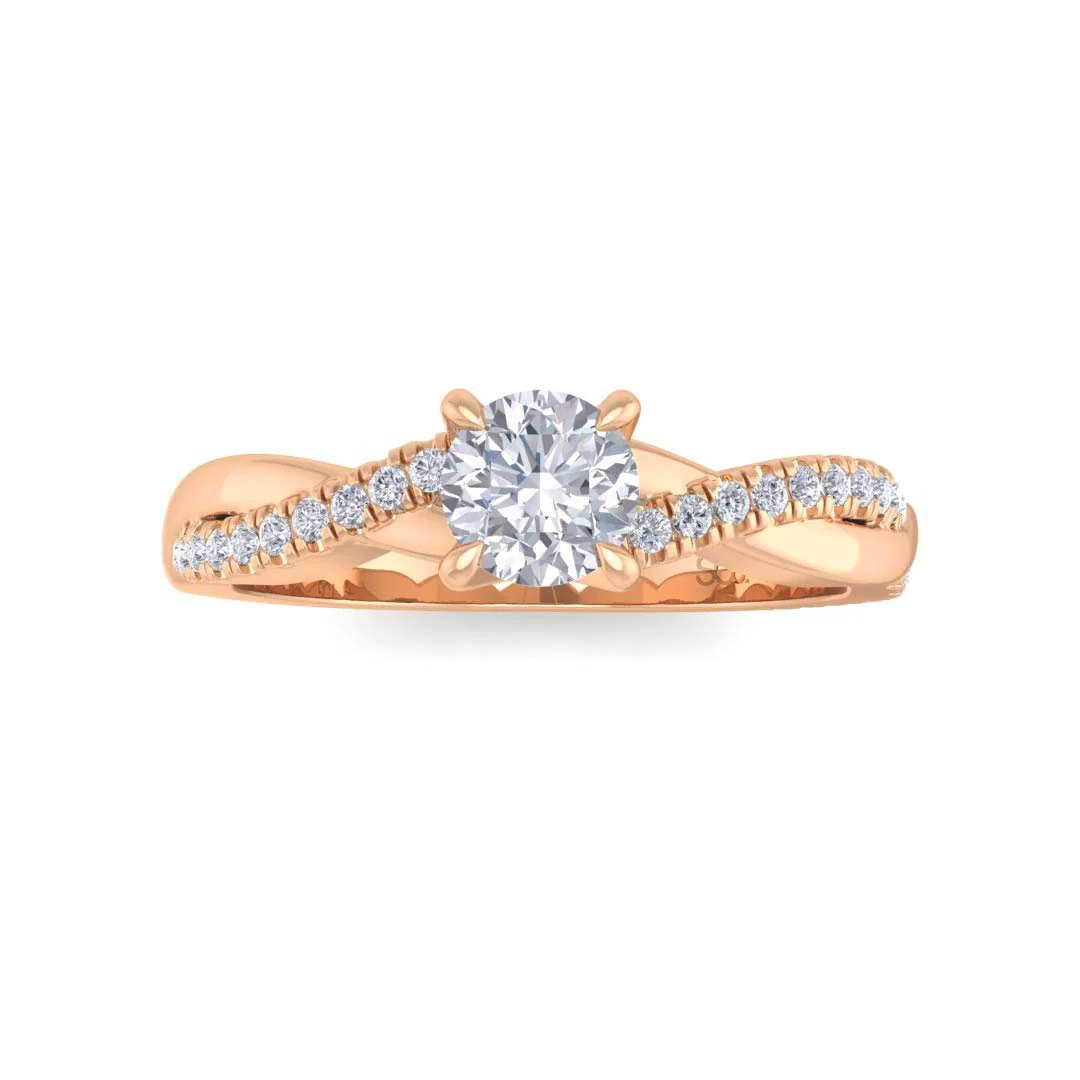 14k Rose Gold 0.33ct Round Brilliant Diamond Entwined Band Engagement Ring 0.48tdw