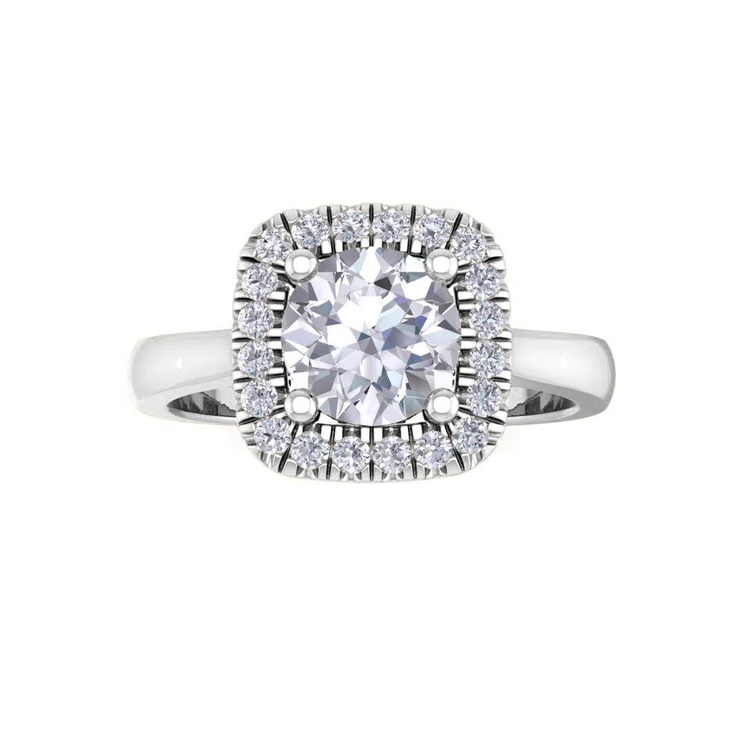 14k White Gold 0.75ct Round Brilliant Lab Diamond Halo Engagement Ring 0.88tdw