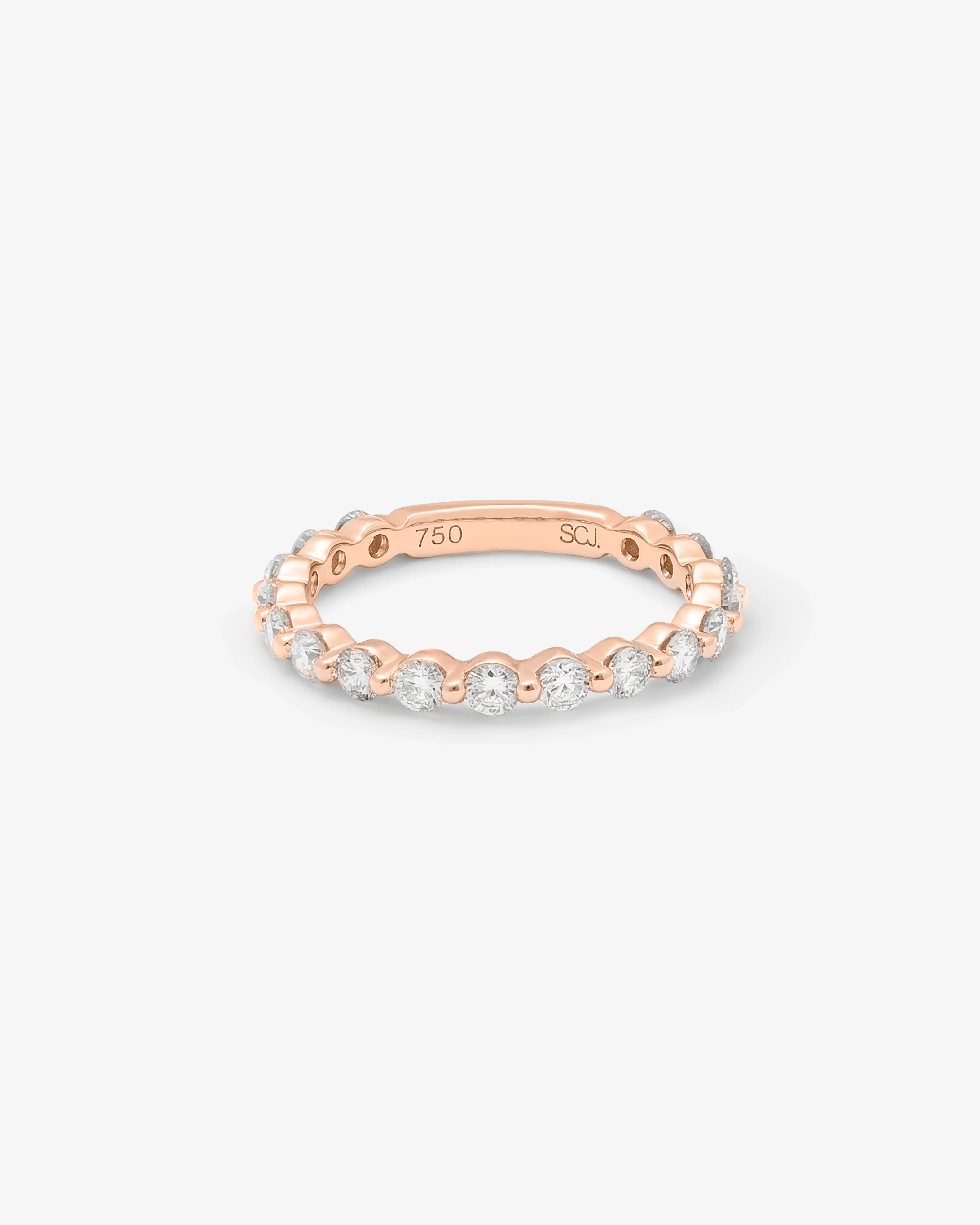 14K Rose Gold Round Brilliant Floating Diamond Band 0.85tdw