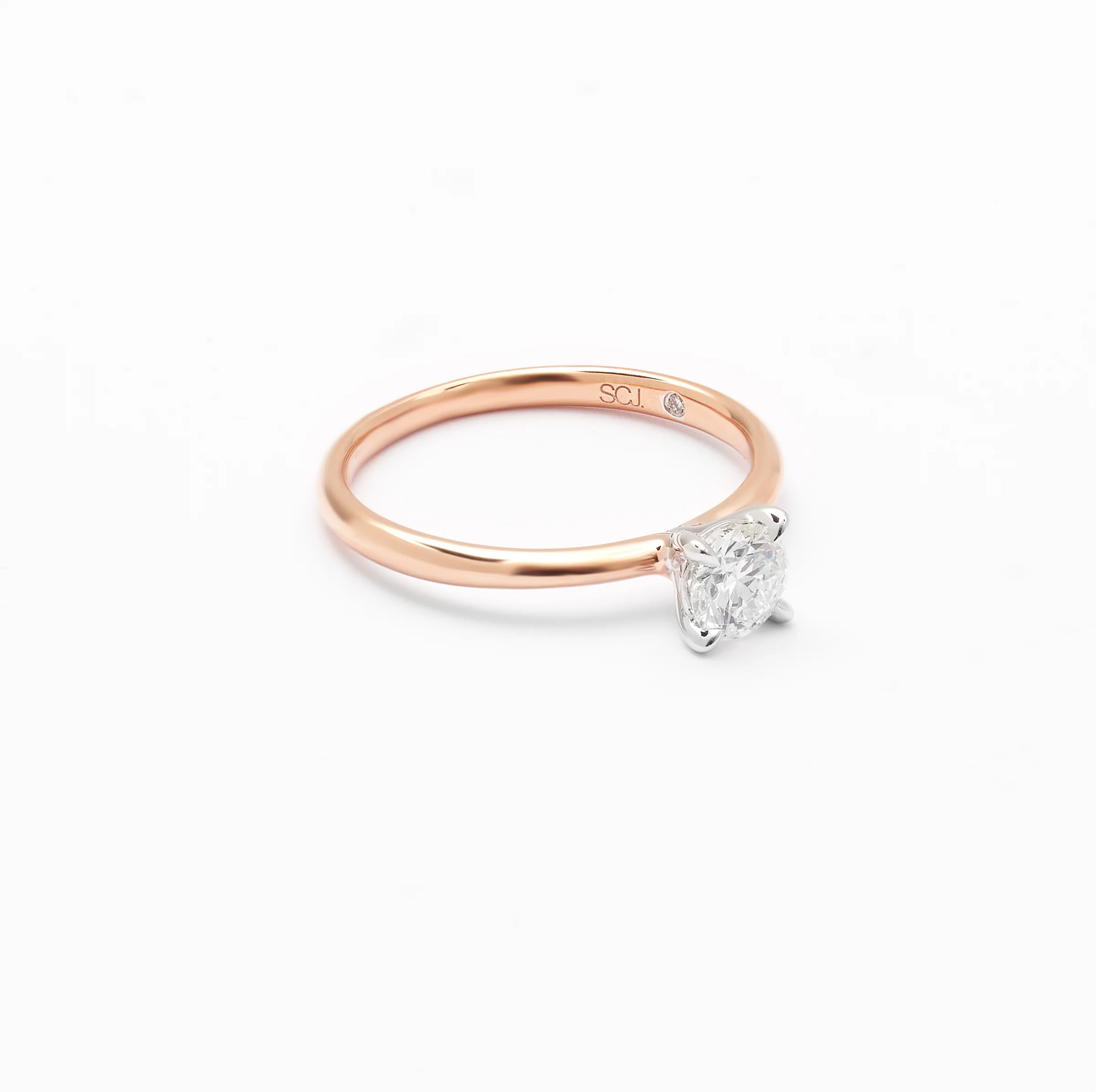 18K Rose And White Gold Round Brilliant Diamond Solitaire Engagement Ring 0.5ct - Image 2
