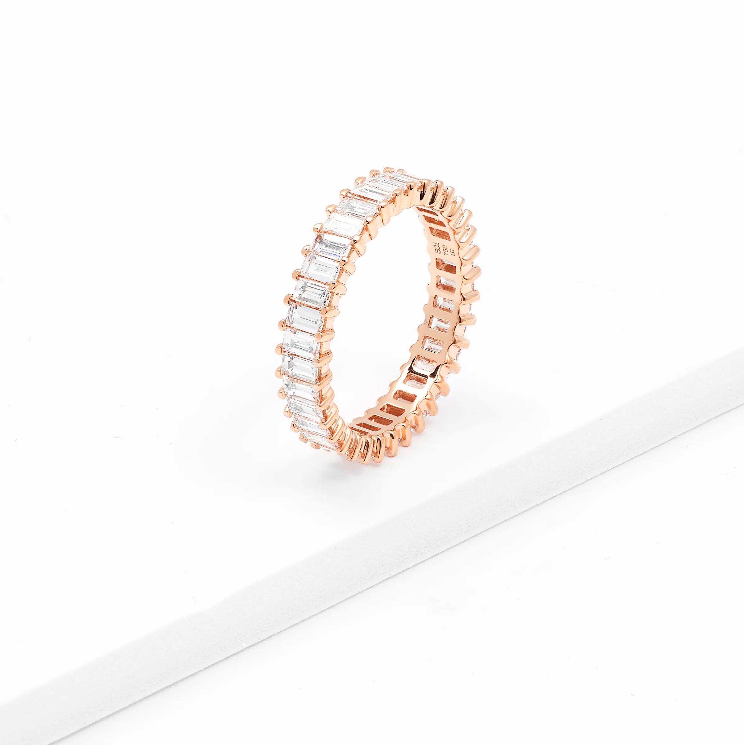 18K Rose Gold Baguette Lab Diamond Full Eternity Ring 2.1tdw
