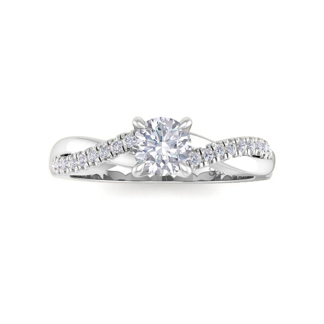 18k White Gold 0.33ct Round Brilliant Diamond Entwined Band Engagement Ring 0.48tdw