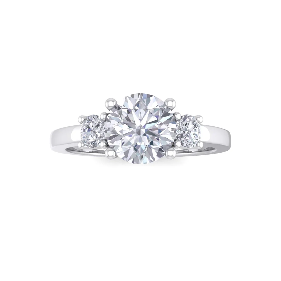 18k White Gold 1.0ct Round Brilliant Diamond Trilogy Engagement Ring 1.25tdw