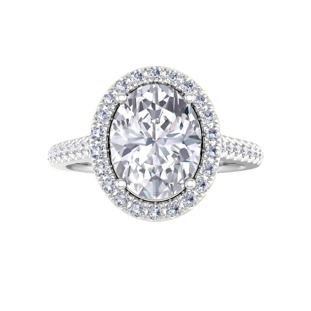 18k White Gold 2.0ct Oval Lab Diamond Halo Engagement Ring 2.29tdw