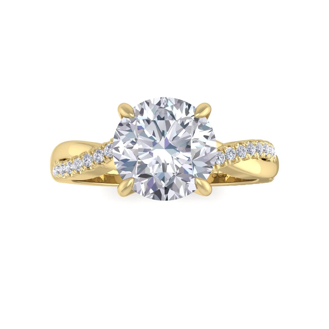 18k Yellow Gold 1.5ct Round Brilliant Diamond Entwined Band Engagement Ring 1.65tdw