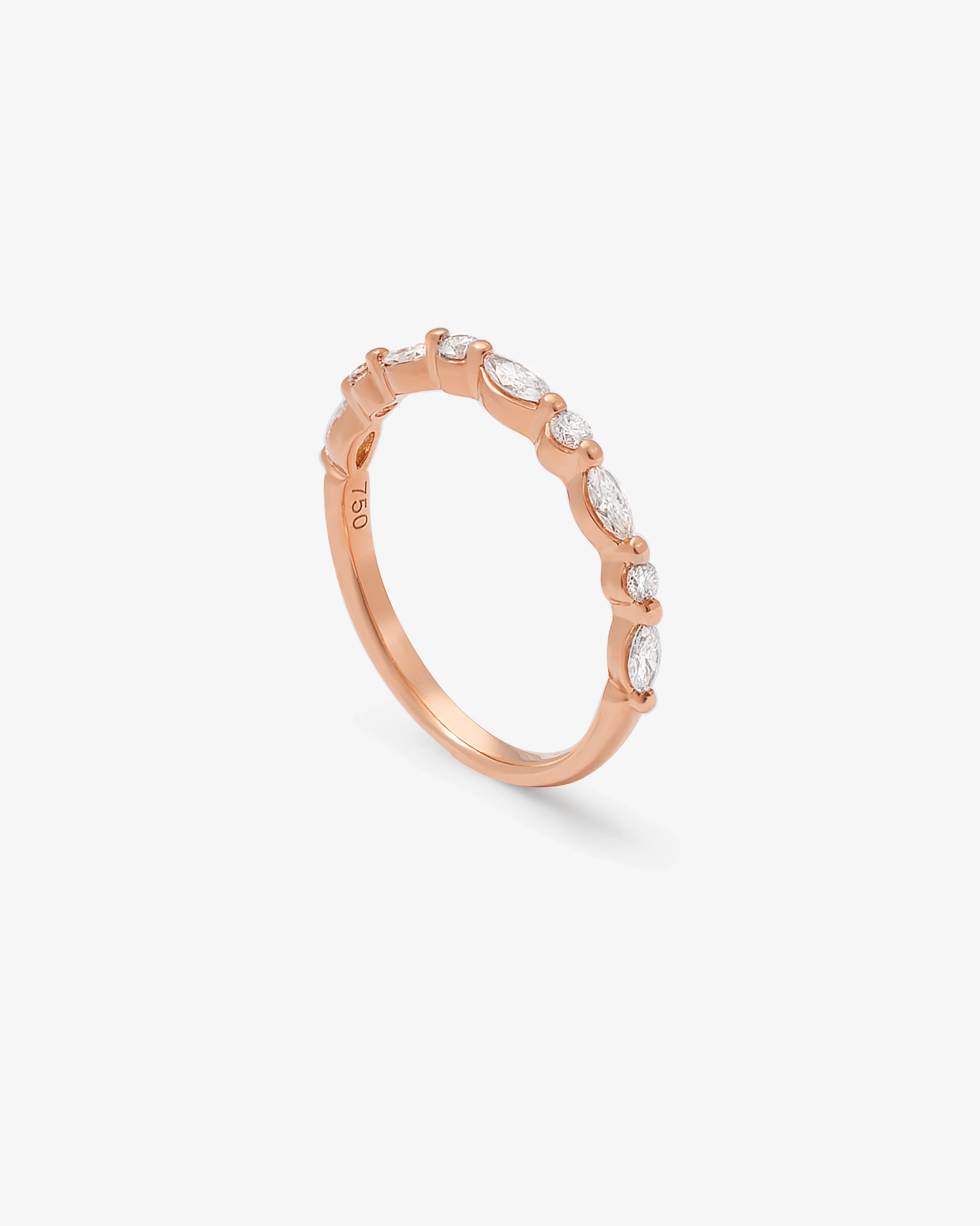 18K Rose Gold Brilliant And Marquise Alternating Floating Diamond Band - Image 3