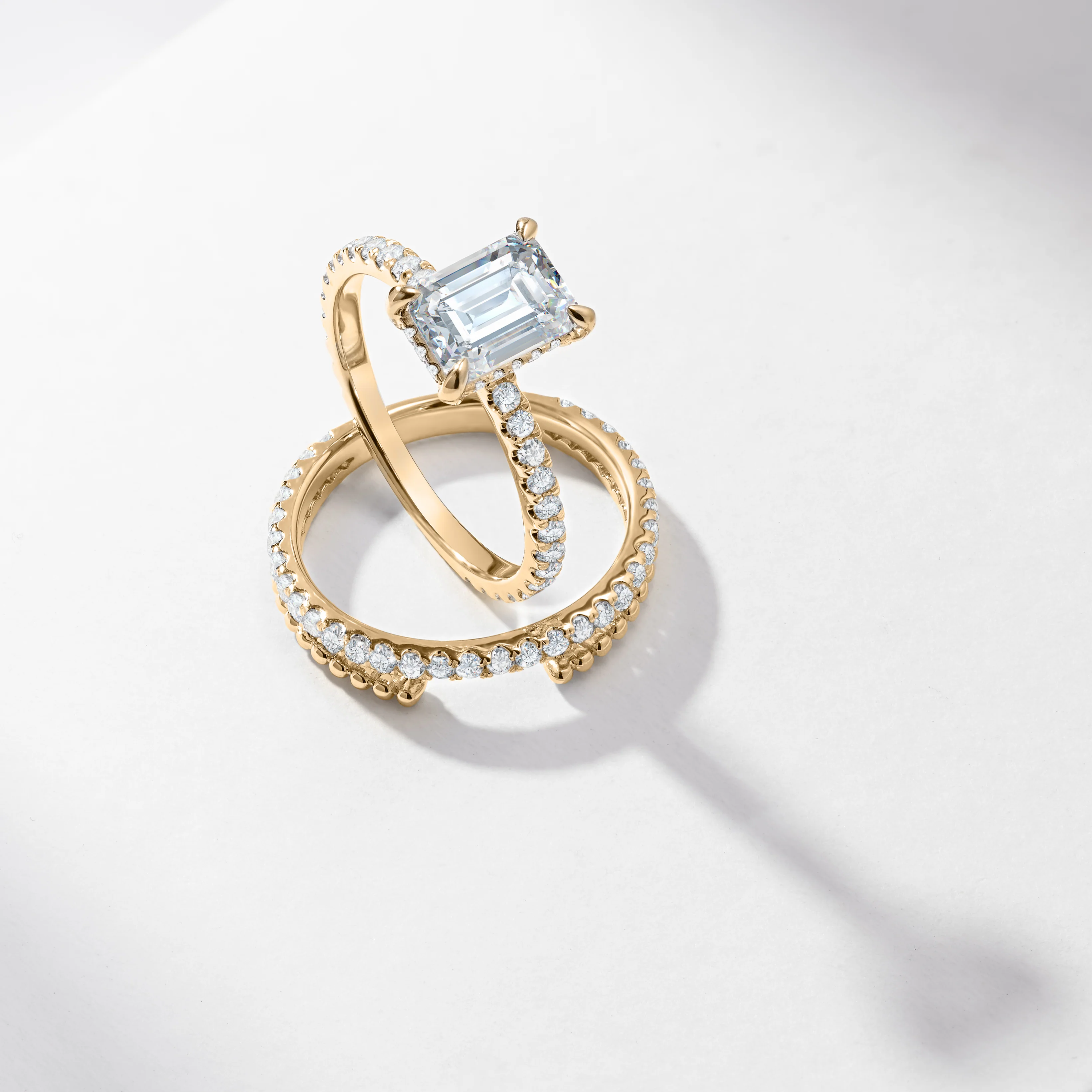 2.0ct Emerald Cut Diamond Solitaire With Hidden Halo And Shoulders Bridal Set 2.9tdw - Image 6