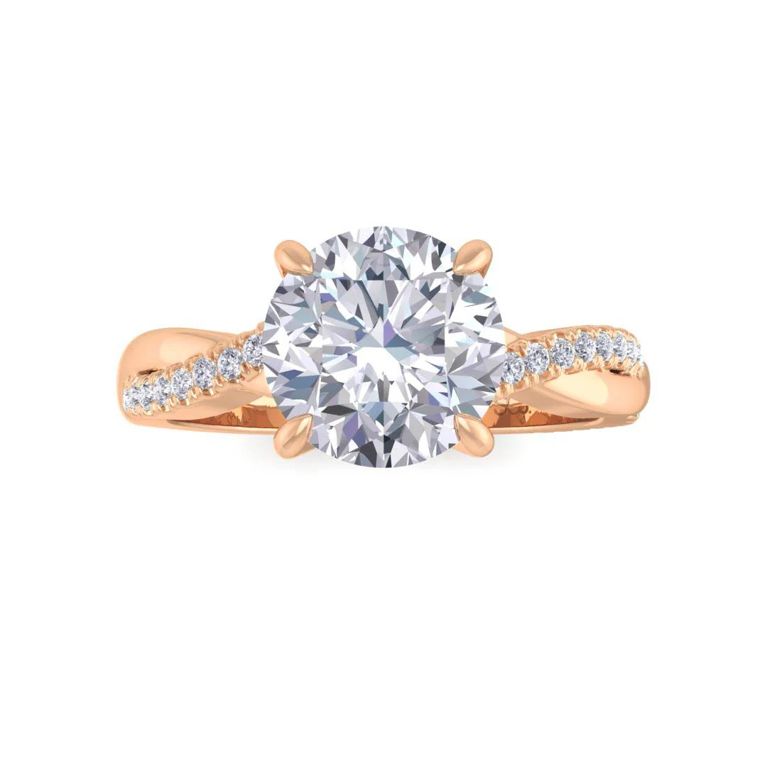 9k Rose Gold 1.5ct Round Brilliant Diamond Entwined Band Engagement Ring 1.65tdw
