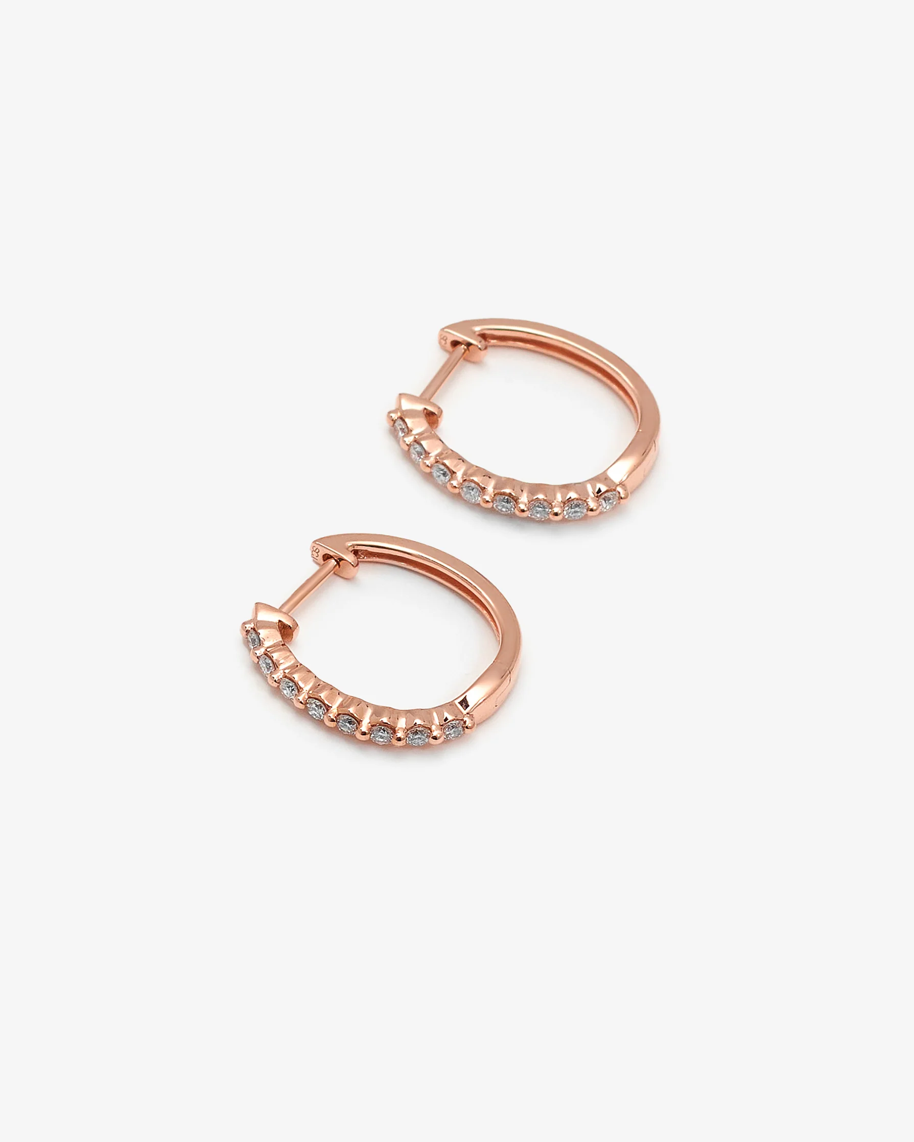 9K Rose Gold Round Brilliant Floating Lab Diamond Oval Huggie Earrings 0.24tdw - Image 2