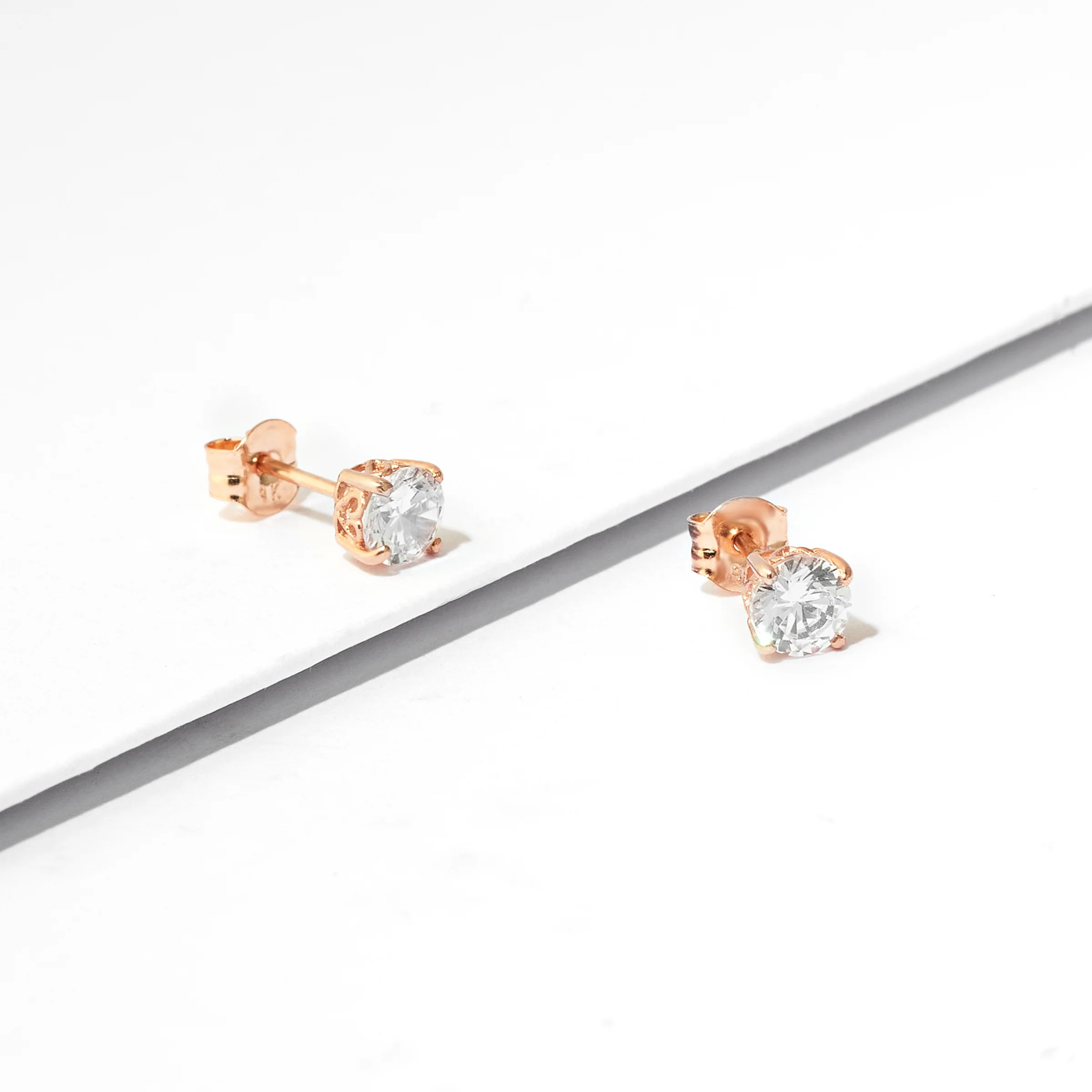 9k Rose Gold Zirconia Stud Earrings 4.5mm