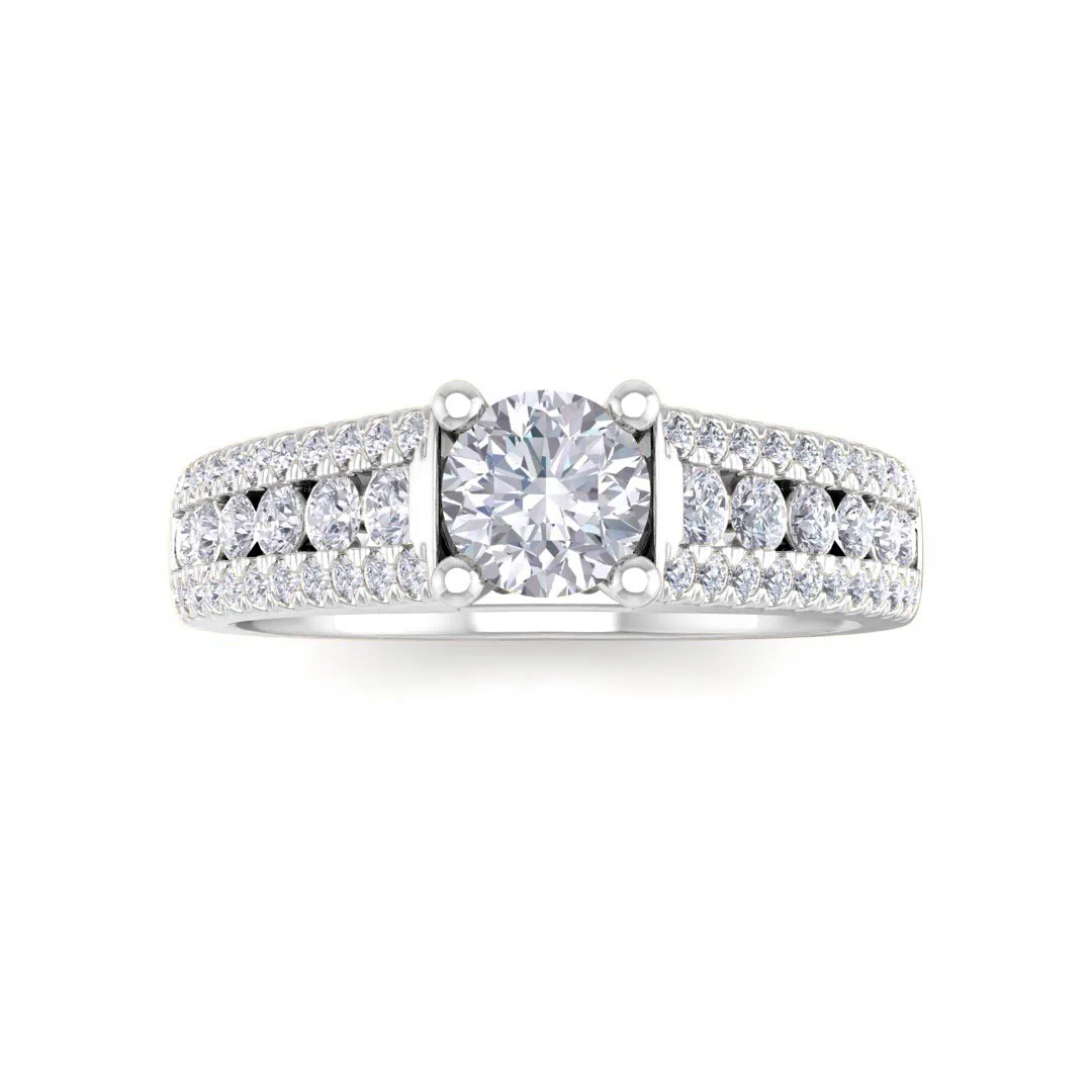 9k White Gold 0.33ct Round Brilliant Diamond Solitaire with Accent Shoulders Engagement Ring 0.83tdw