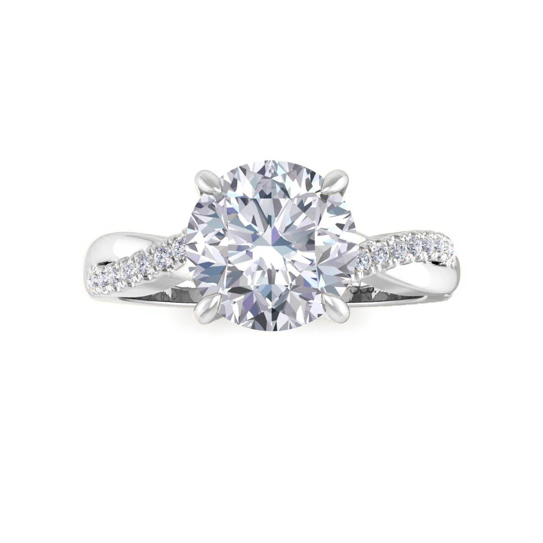 9k White Gold 1.5ct Round Brilliant Lab Diamond Entwined Band Engagement Ring 1.65tdw
