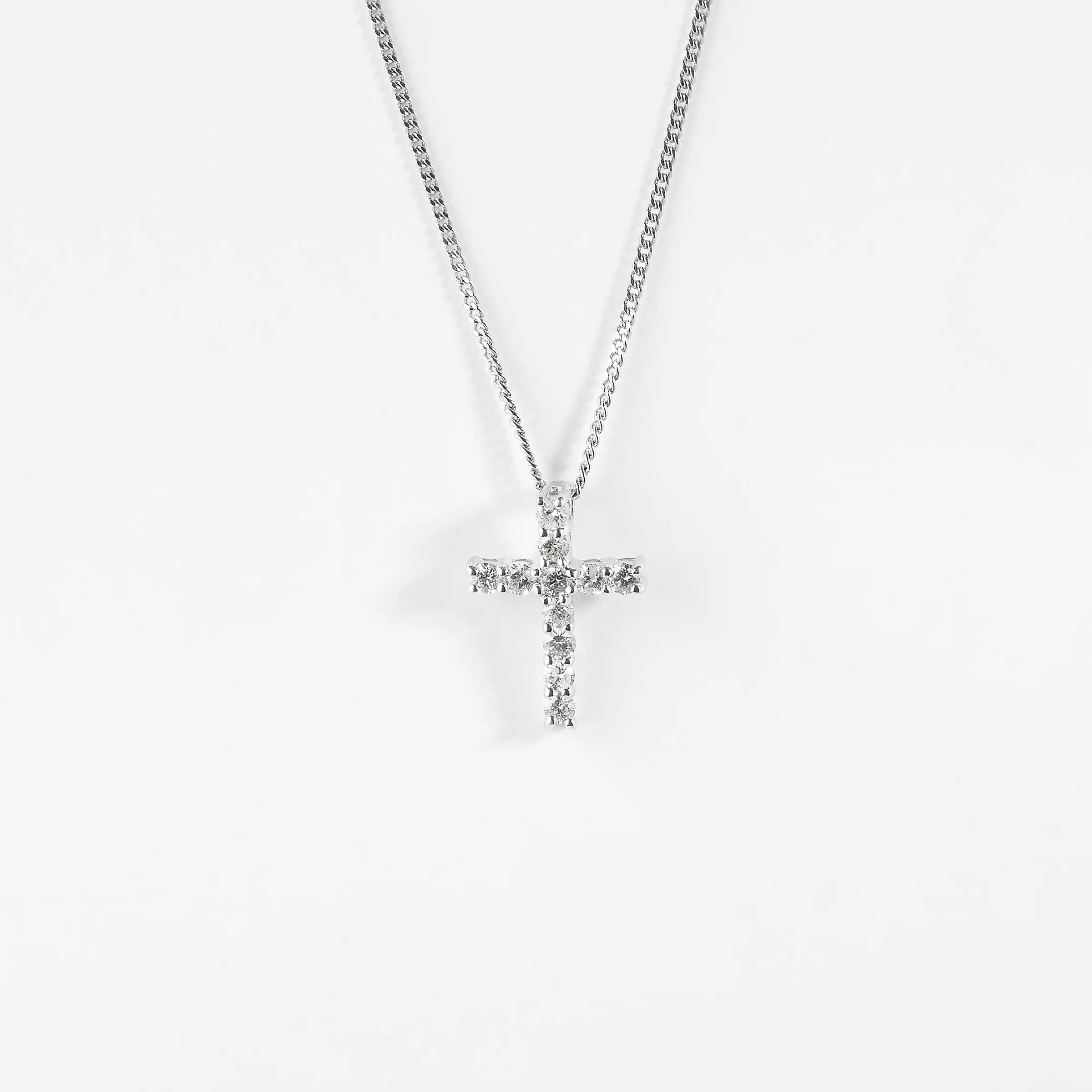 9K White Gold Diamond Cross Slider Pendant 0.33tdw