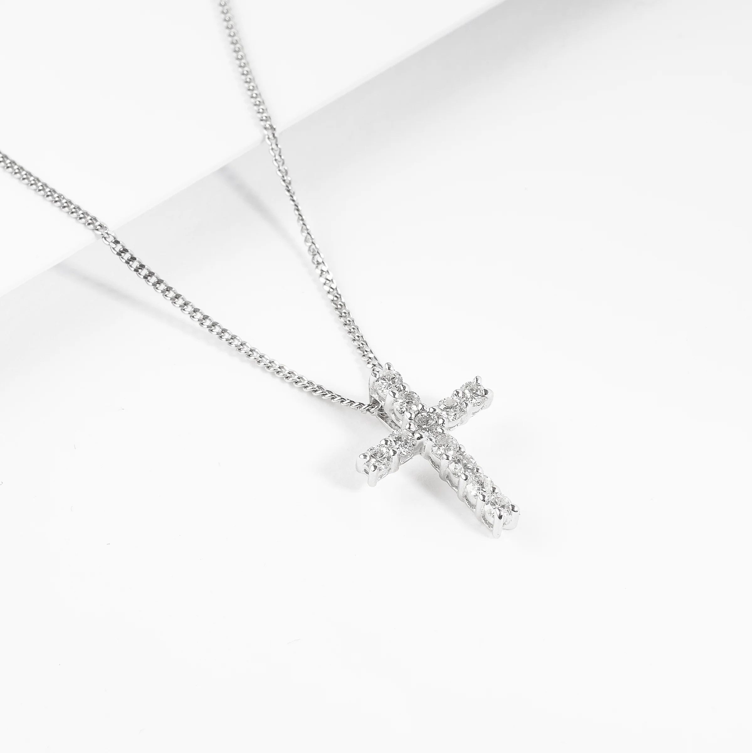 9K White Gold Diamond Cross Slider Pendant 0.33tdw - Image 2