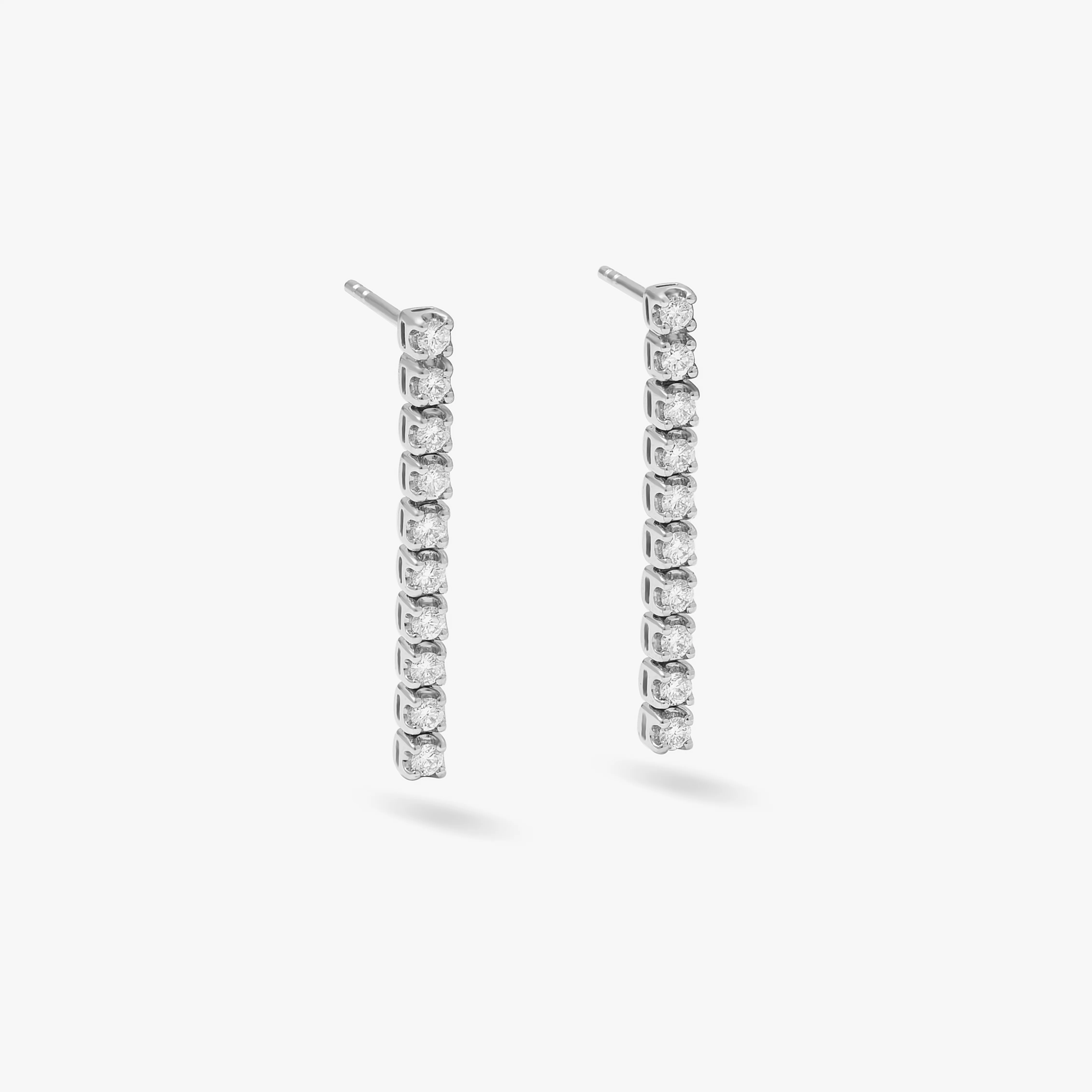 9K White Gold Lab Diamond Tennis Drop Stud Earrings 0.60tdw - Image 2