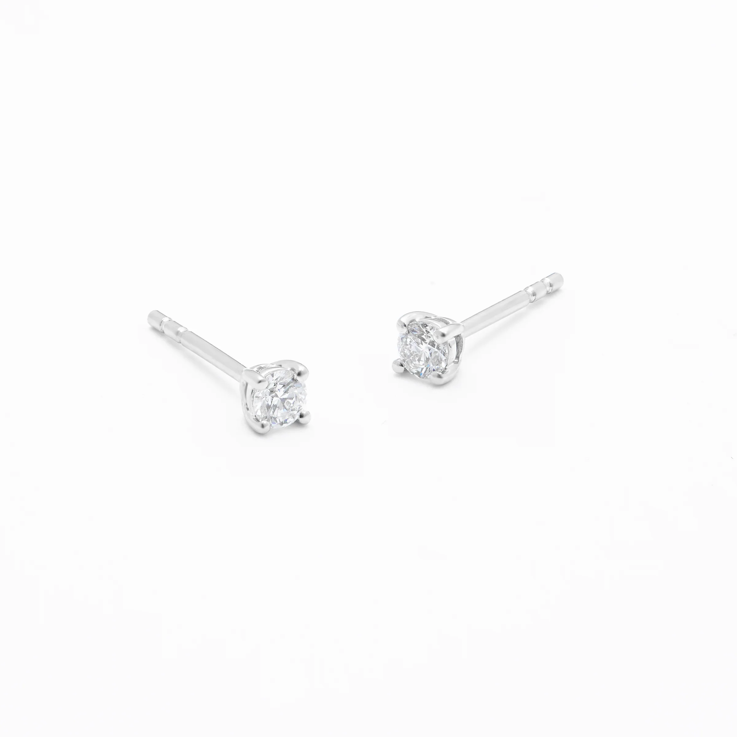 9K White Gold Round Brilliant Diamond Solitaire Stud Earrings 0.20tdw - Image 2