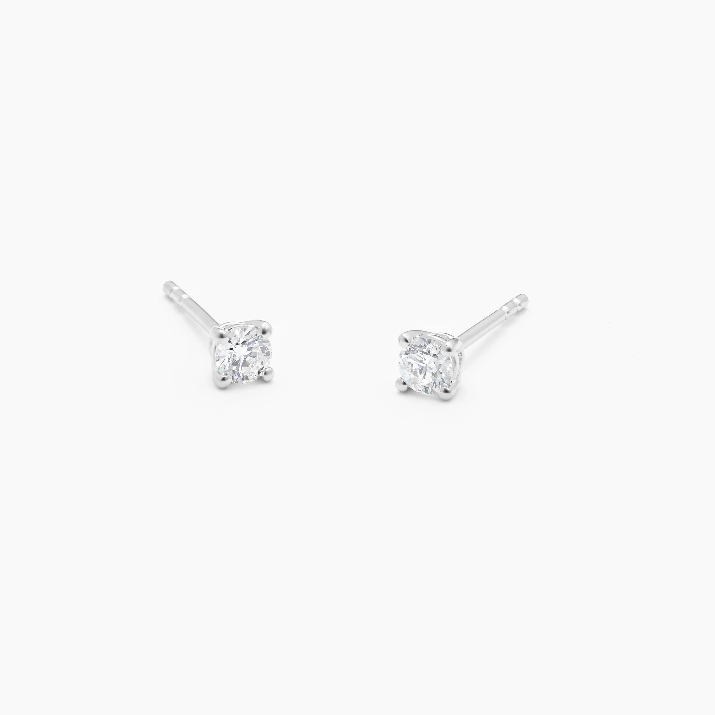 9K White Gold Round Brilliant Diamond Solitaire Stud Earrings 0.30tdw - Image 2