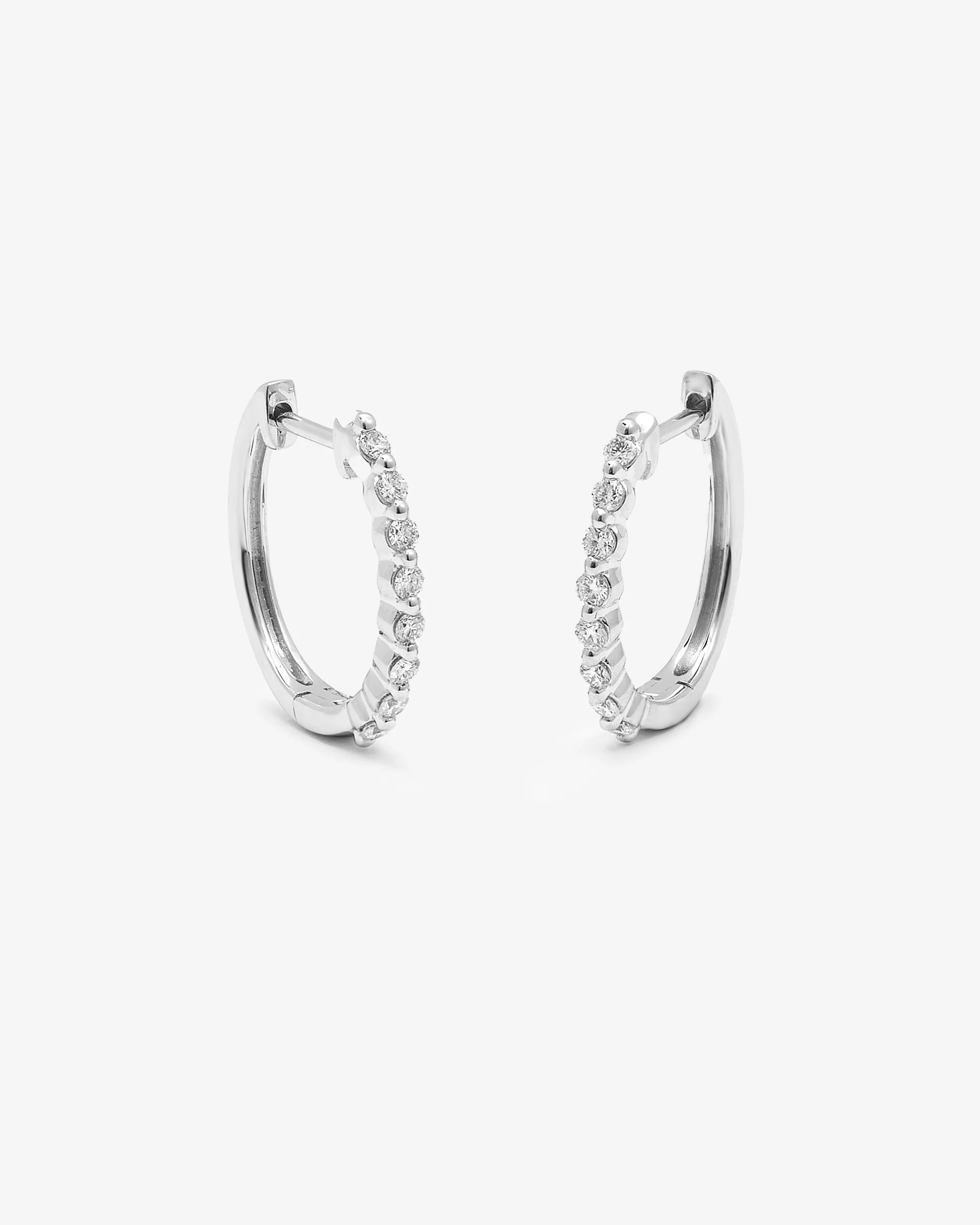 9K White Gold Round Brilliant Floating Lab Diamond Oval Huggie Earrings 0.24tdw - Image 3