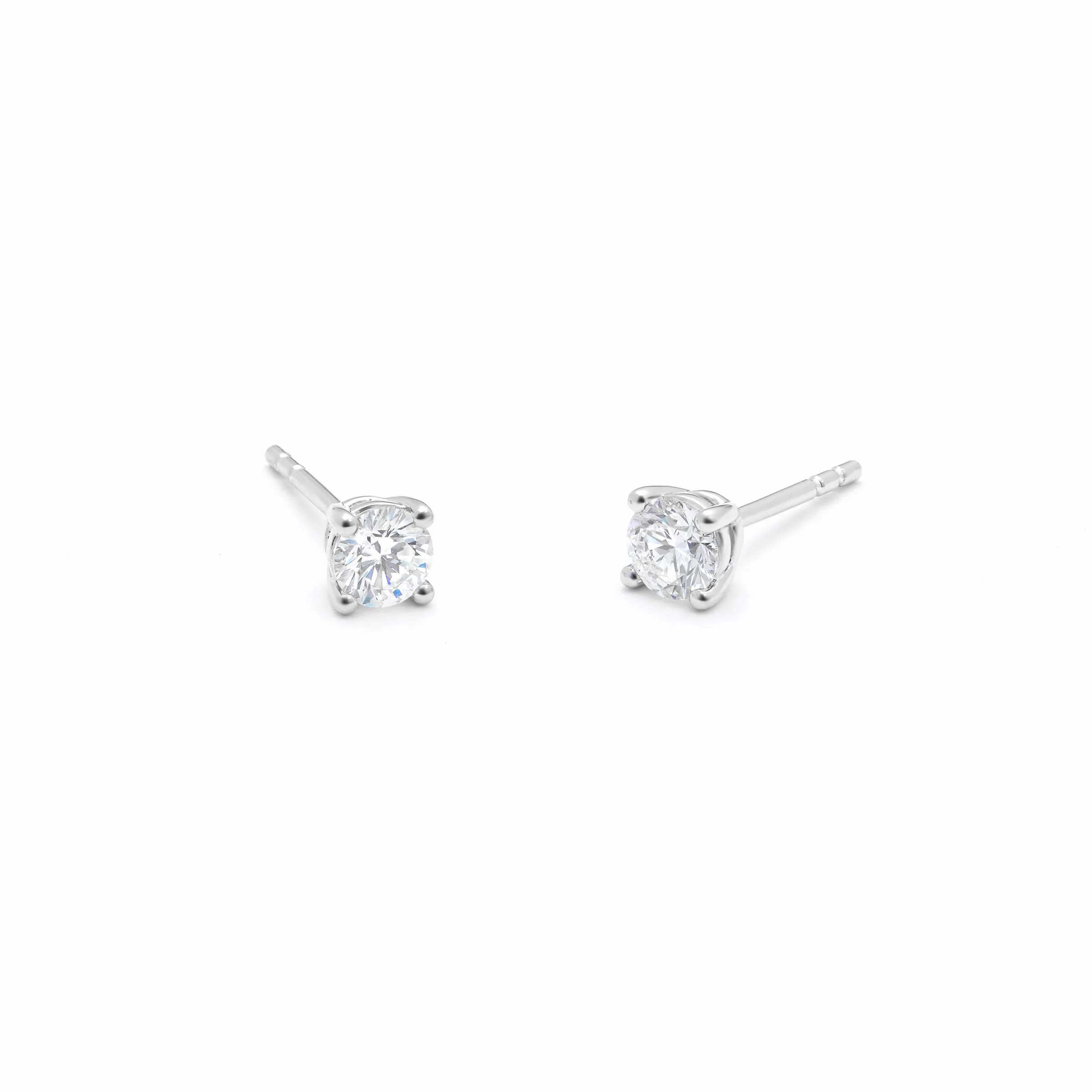 9K White Gold Round Brilliant Lab Diamond Solitaire Stud Earrings 0.50tdw - Image 2