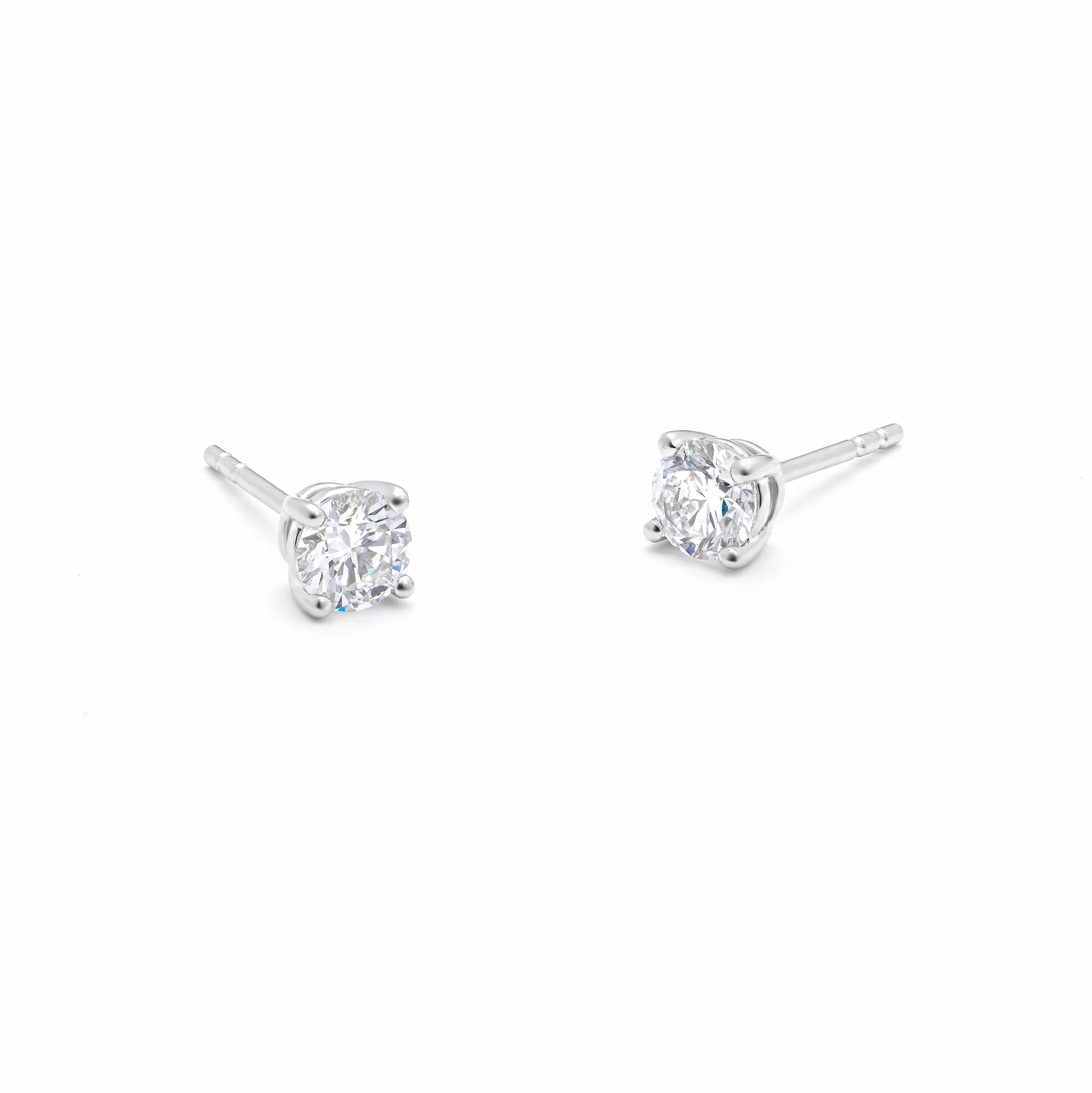 9K White Gold Round Brilliant Lab Diamond Solitaire Stud Earrings 0.75tdw - Image 2