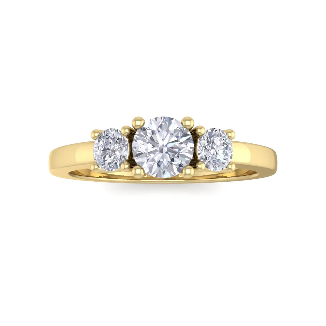 9k Yellow Gold 0.33ct Round Brilliant Diamond Trilogy Engagement Ring 0.58tdw