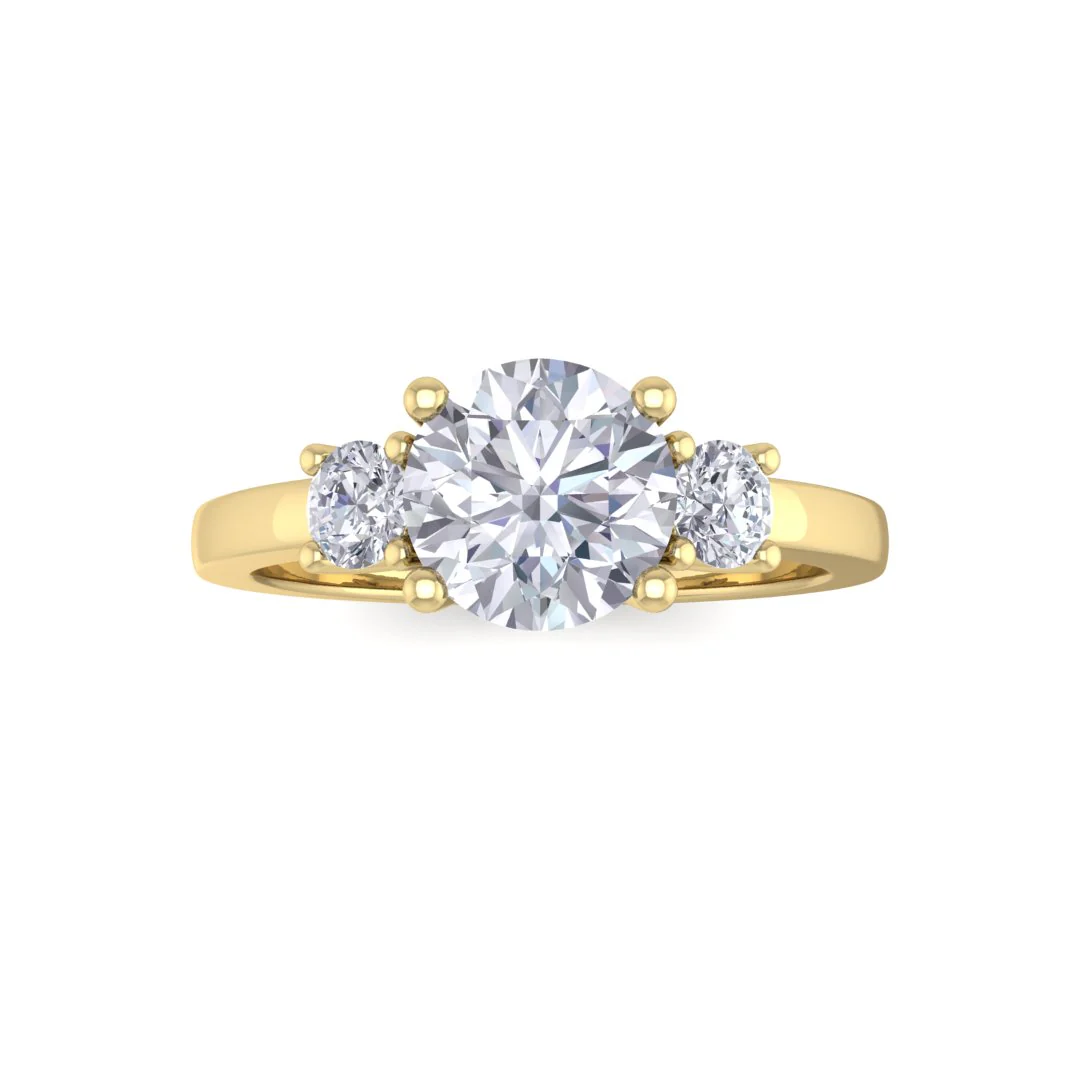 9k Yellow Gold 1.0ct Round Brilliant Diamond Trilogy Engagement Ring 1.25tdw