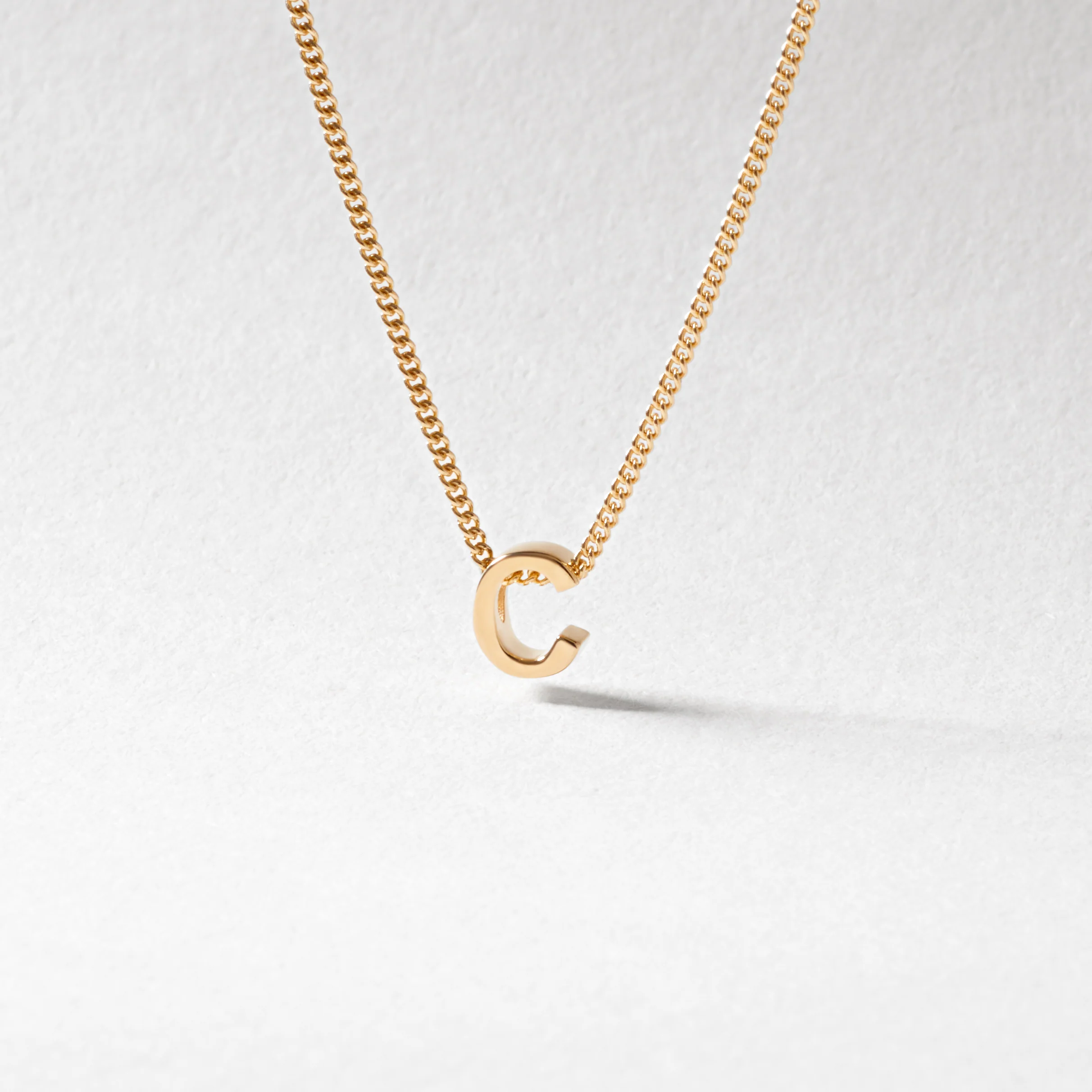 9K Yellow Gold 6mm Slider Initial C with Chain 45cm