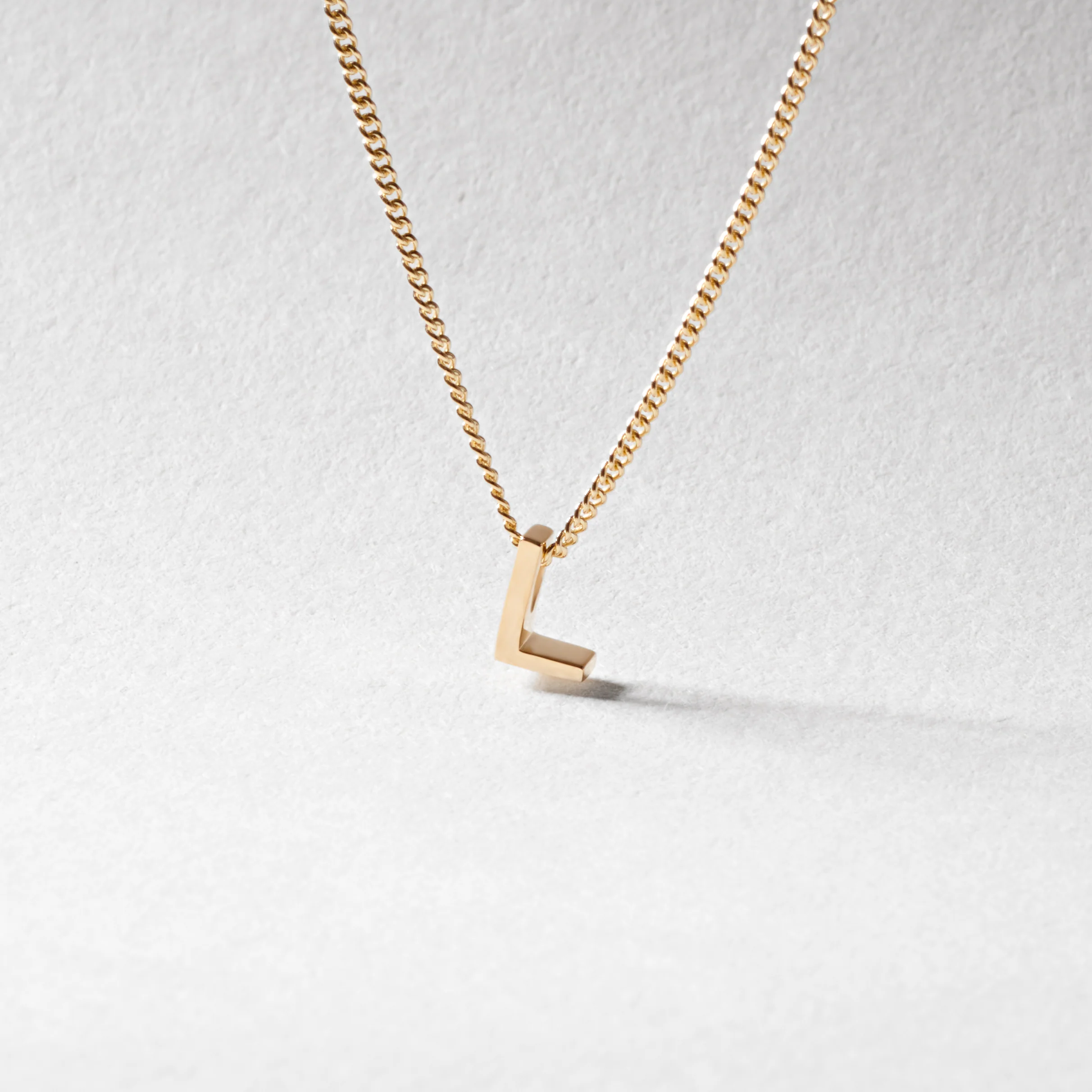 9K Yellow Gold 6mm Slider Initial L with Chain 45cm