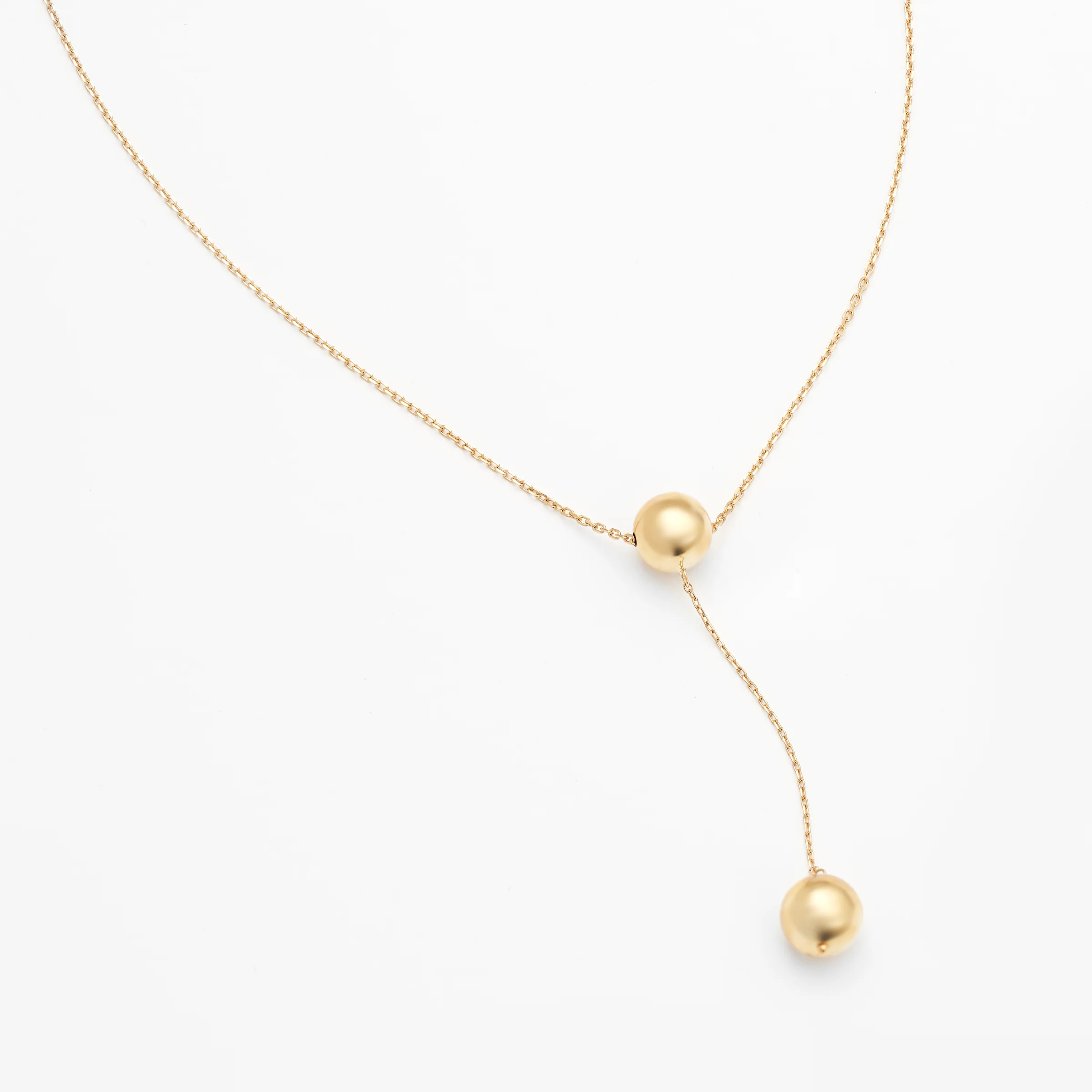 9K Yellow Gold Ball Drop Necklace