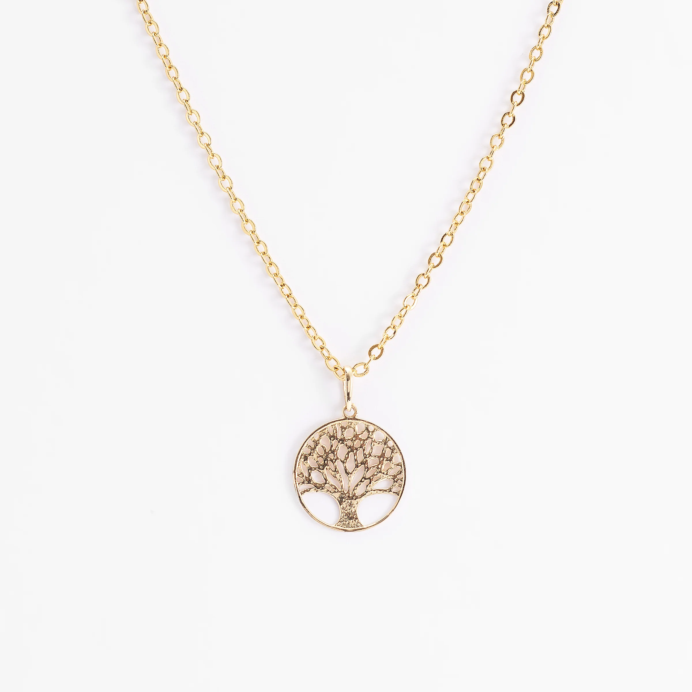 9K Yellow Gold Circle Tree Of Life Pendant 13mm