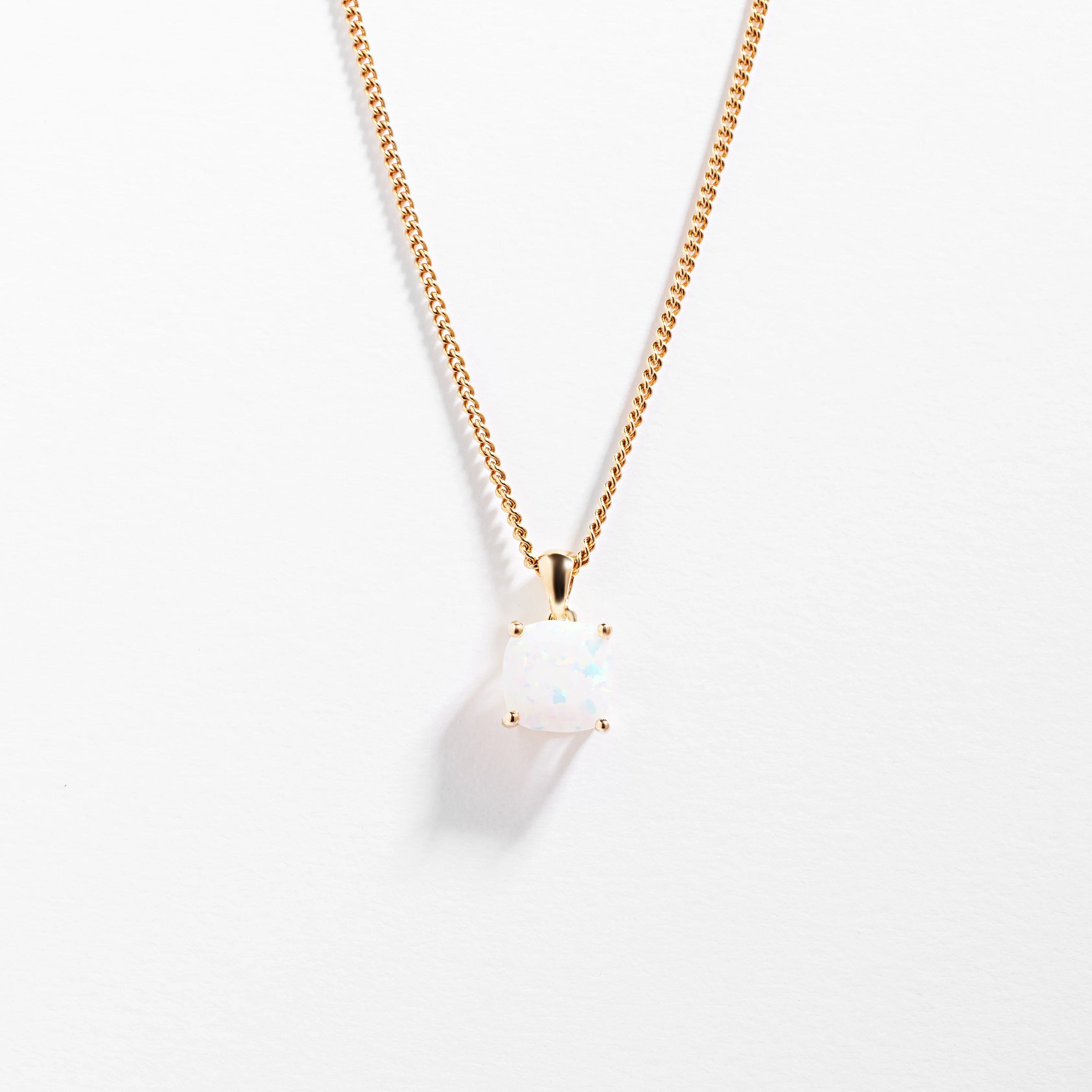 9K Yellow Gold Created Opal October Birthstone Pendant