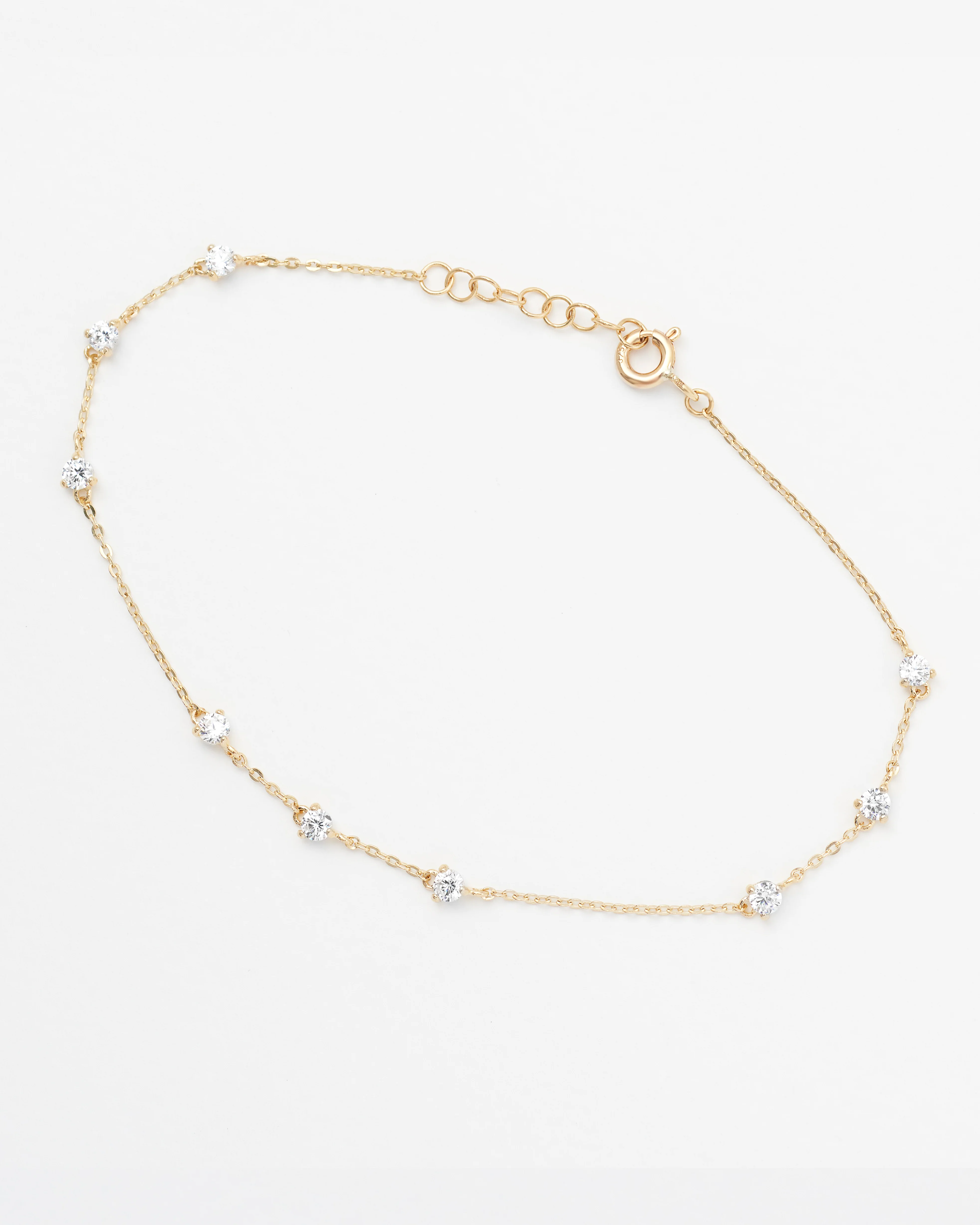 9K Yellow Gold Dainty Zirconia Bracelet - Image 3