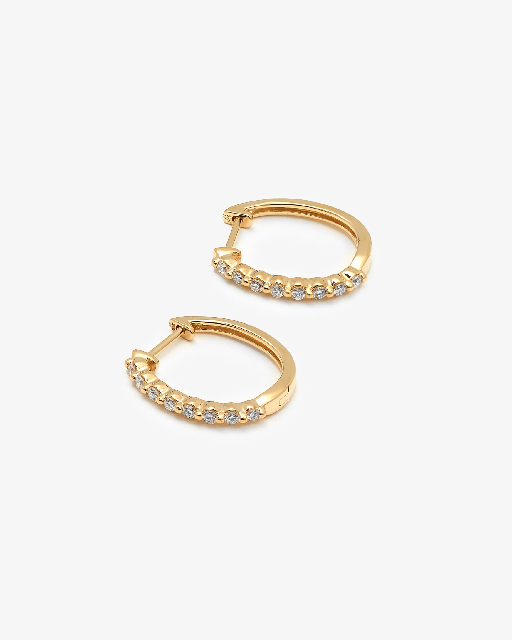 9K Yellow Gold Round Brilliant Floating Lab Diamond Oval Huggie Earrings 0.24tdw - Image 2