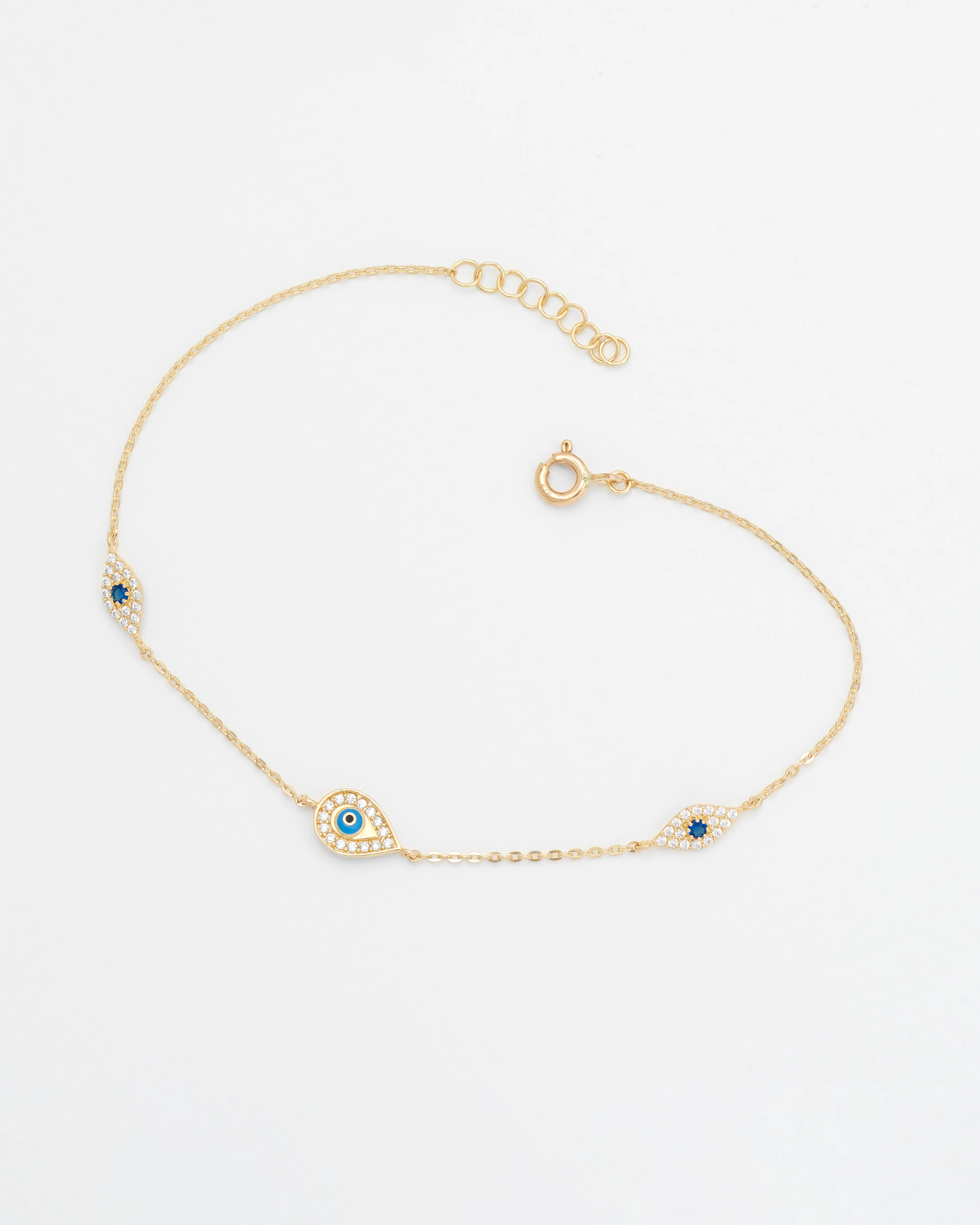 9K Yellow Gold Bracelet With Blue Sapphire Evil Eye - Image 4