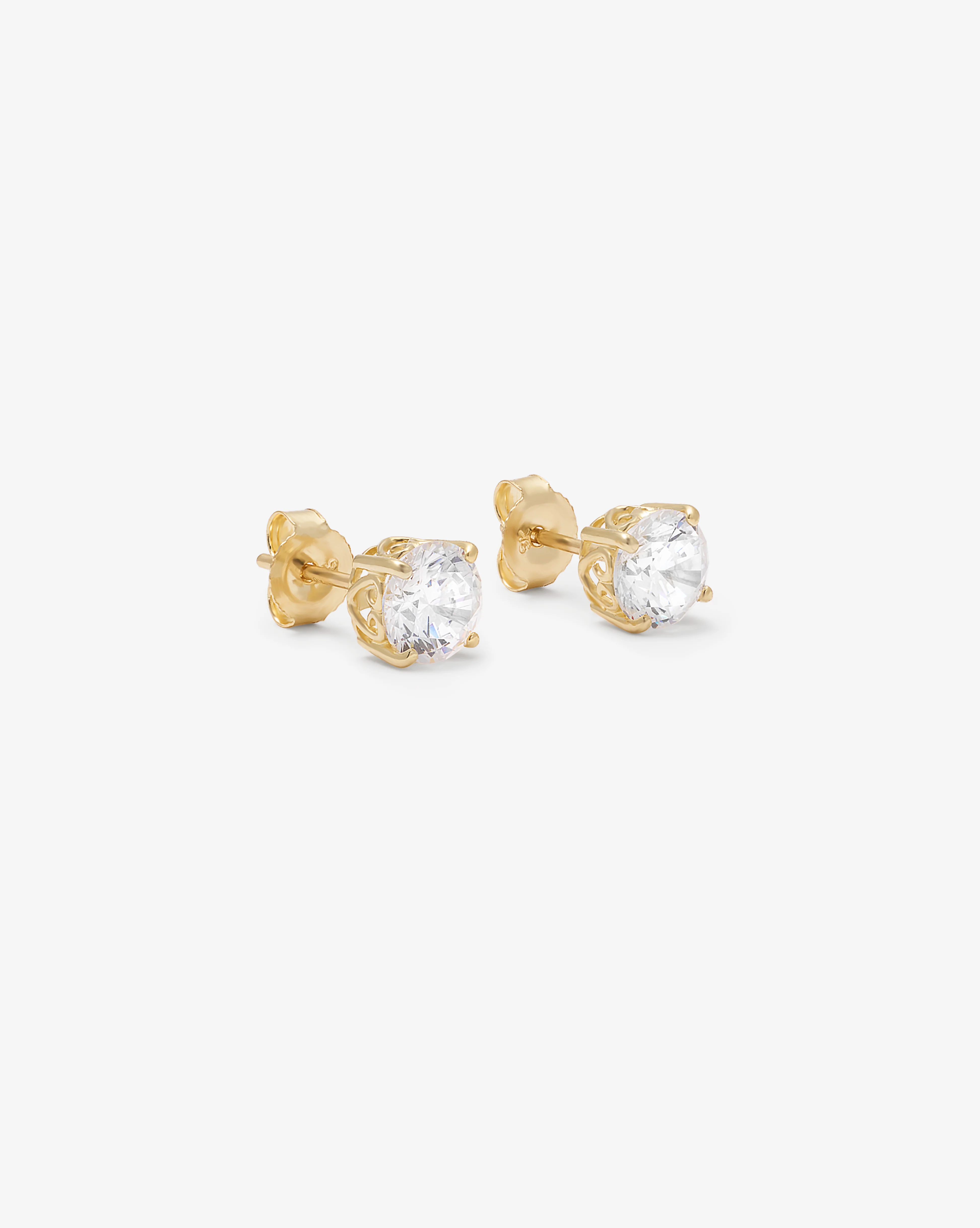 9K Yellow Gold Zirconia Stud Earrings 6mm - Image 3