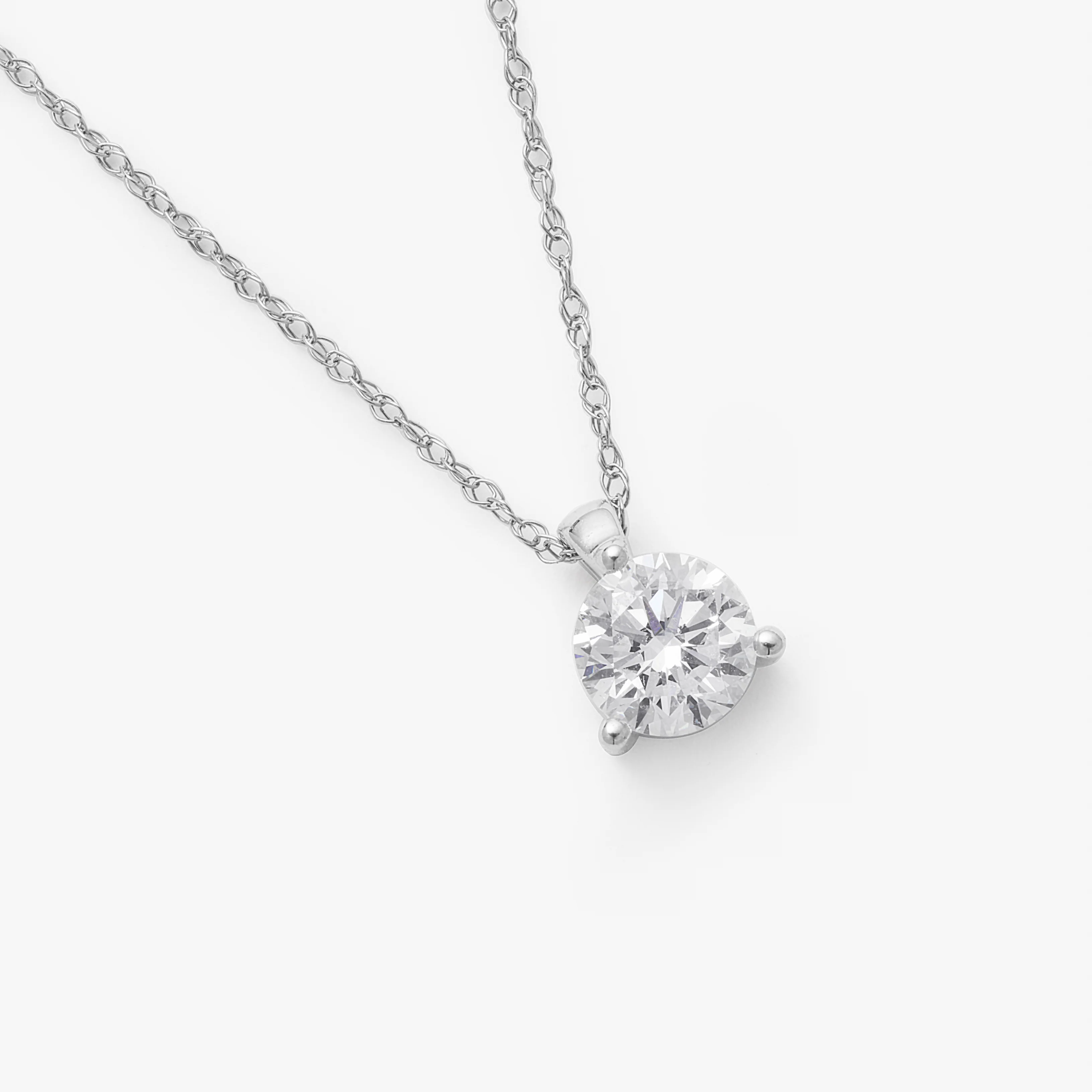 9K White Gold 0.60ct Round Brilliant Lab Diamond Pendant With Delicate Chain - Image 2