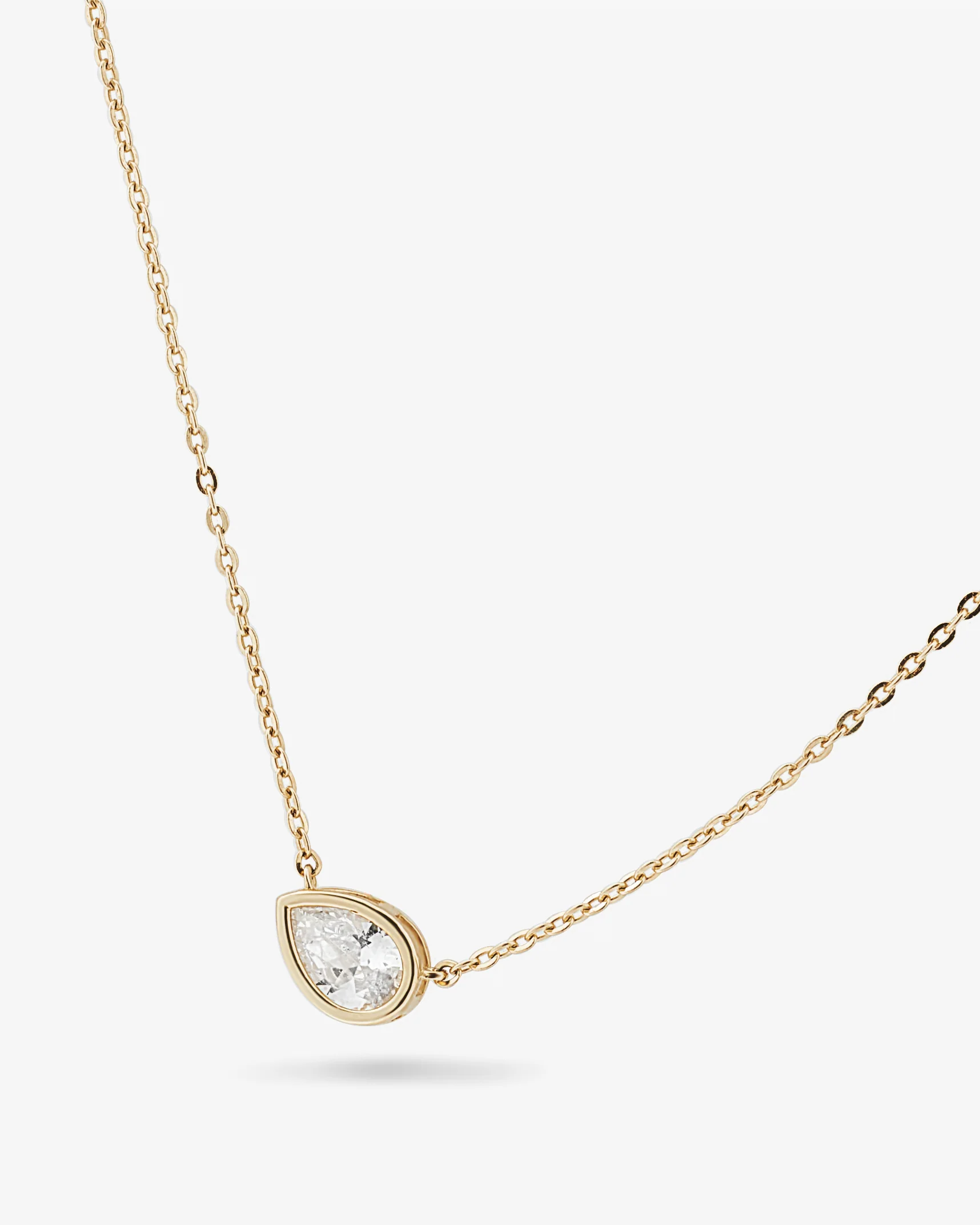 Pear Zirconia Bezel Necklace East West - Image 3