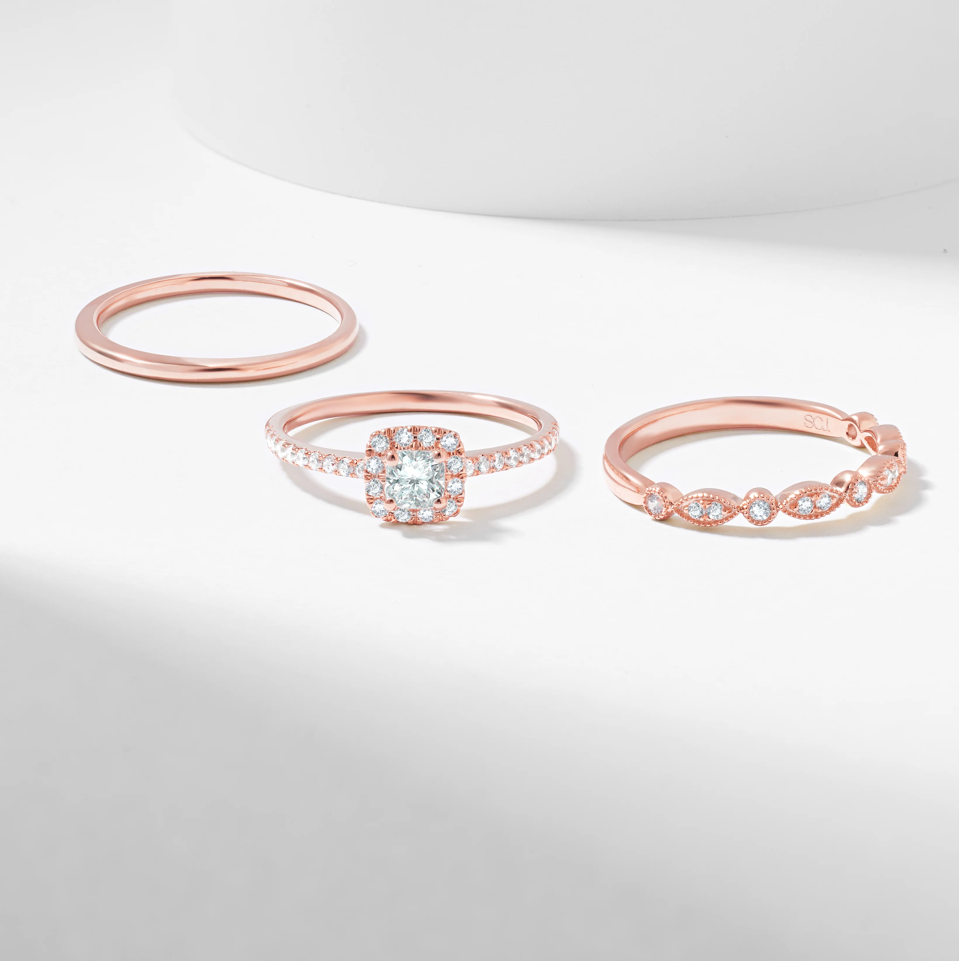 Cushion Cut Diamond Halo Bridal Set 1.0tdw - Image 7