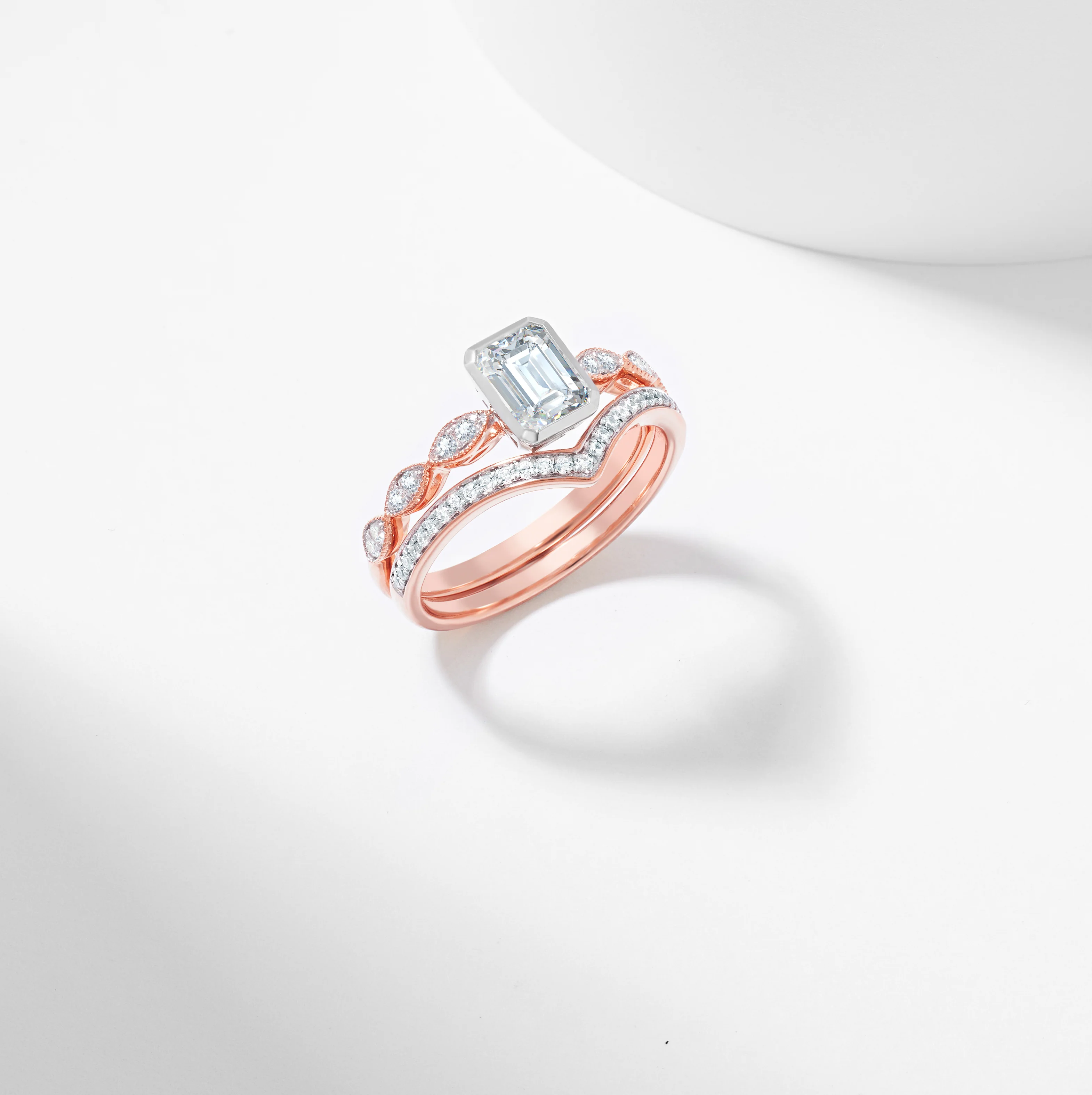 Emerald Cut Lab Grown Diamond Solitaire Bridal Set 1.2tdw - Image 5