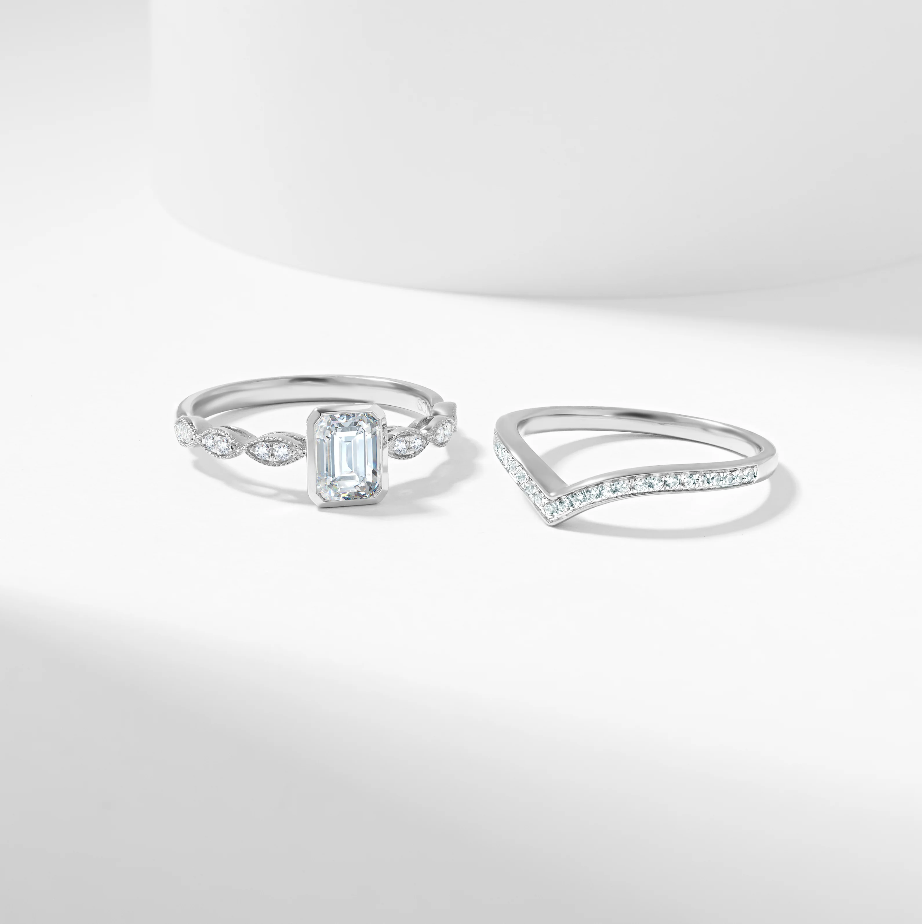 Emerald Cut Lab Grown Diamond Solitaire Bridal Set 1.2tdw - Image 7
