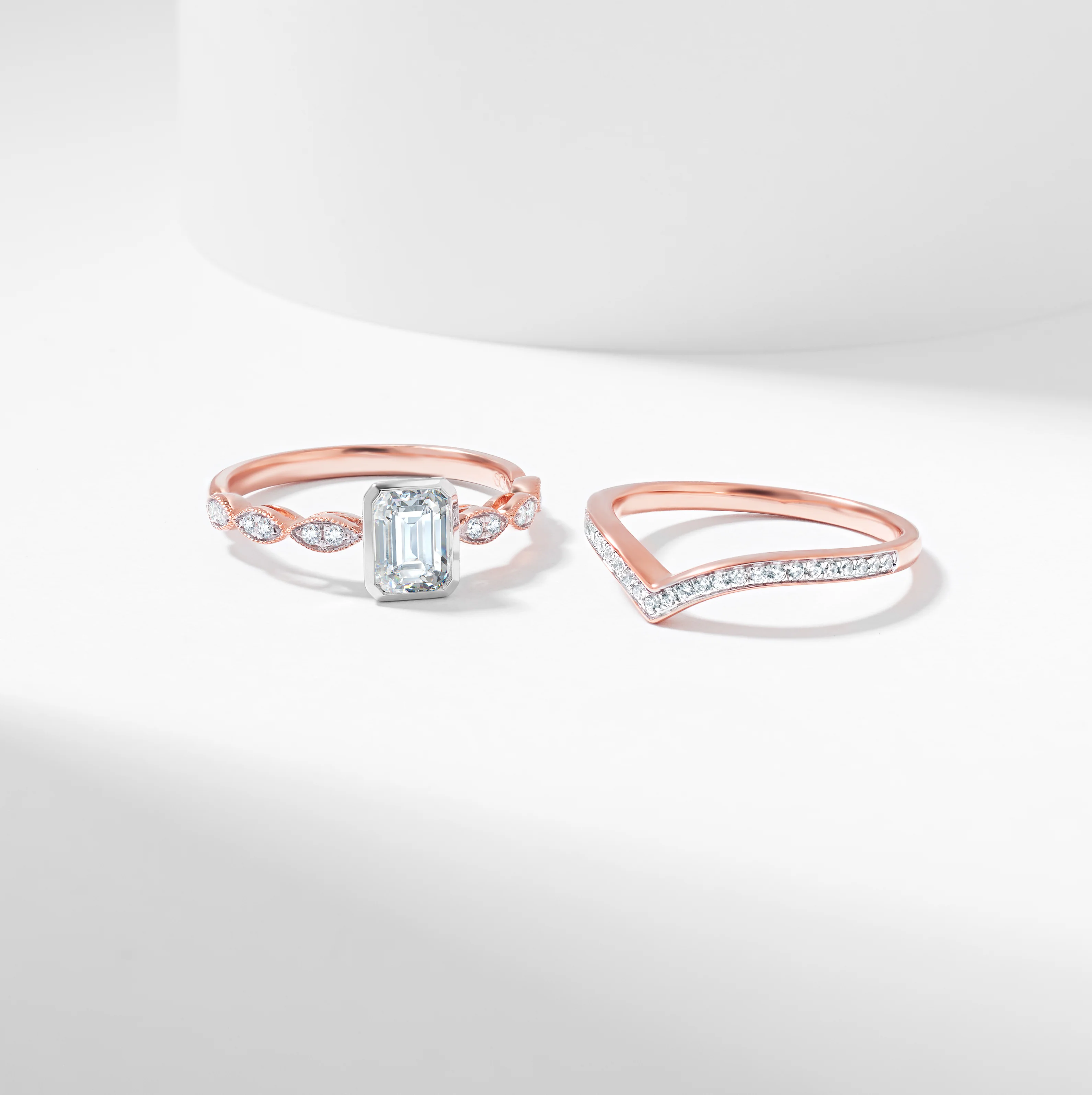 Emerald Cut Lab Grown Diamond Solitaire Bridal Set 1.2tdw - Image 8
