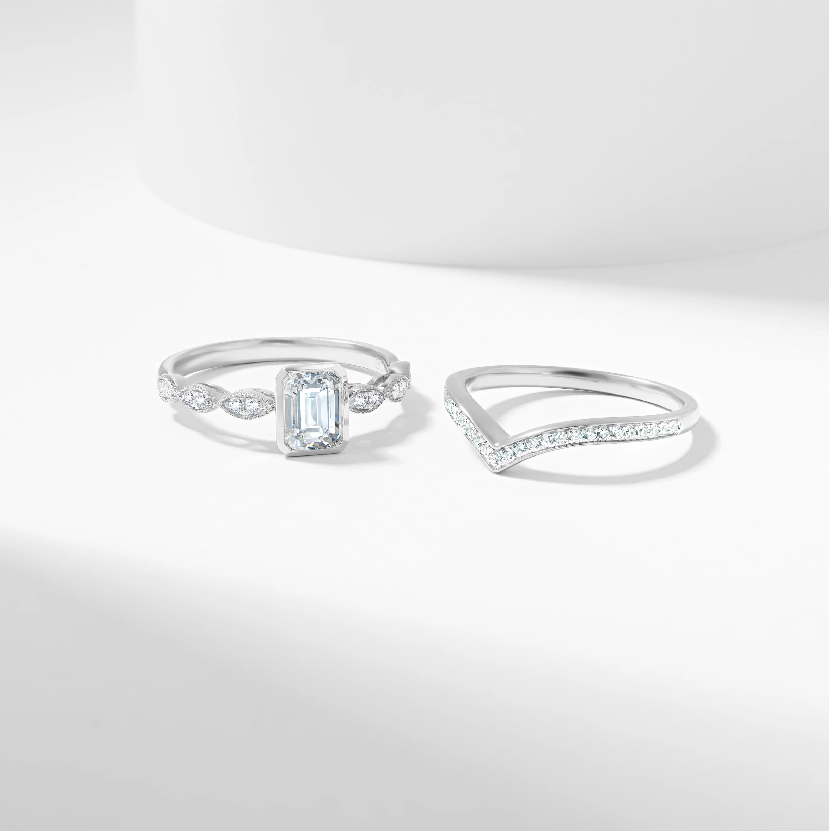 Emerald Cut Lab Grown Diamond Solitaire Bridal Set 1.2tdw - Image 9