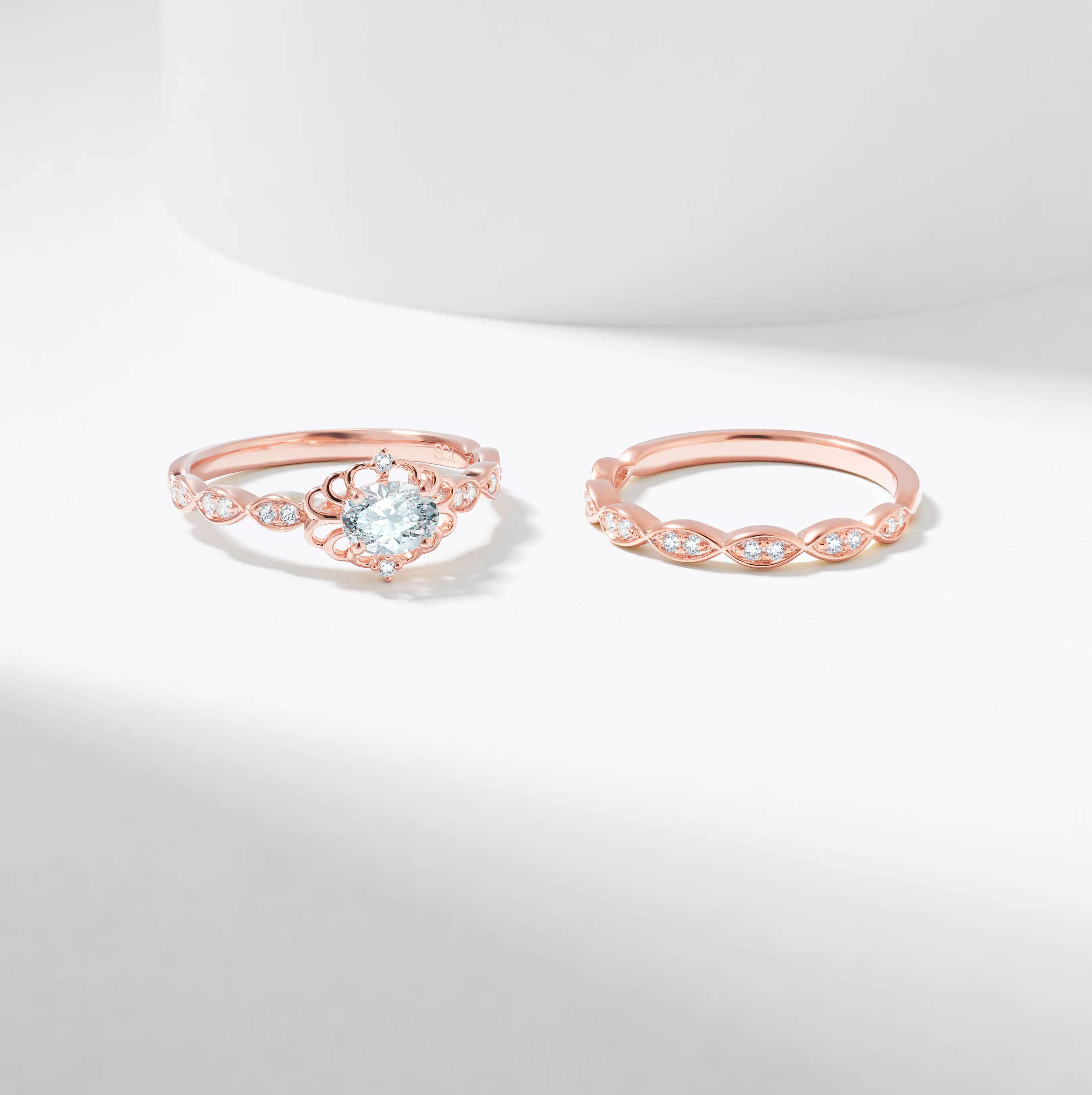 Oval Diamond Filigree Halo Bridal Set 0.7tdw - Image 3