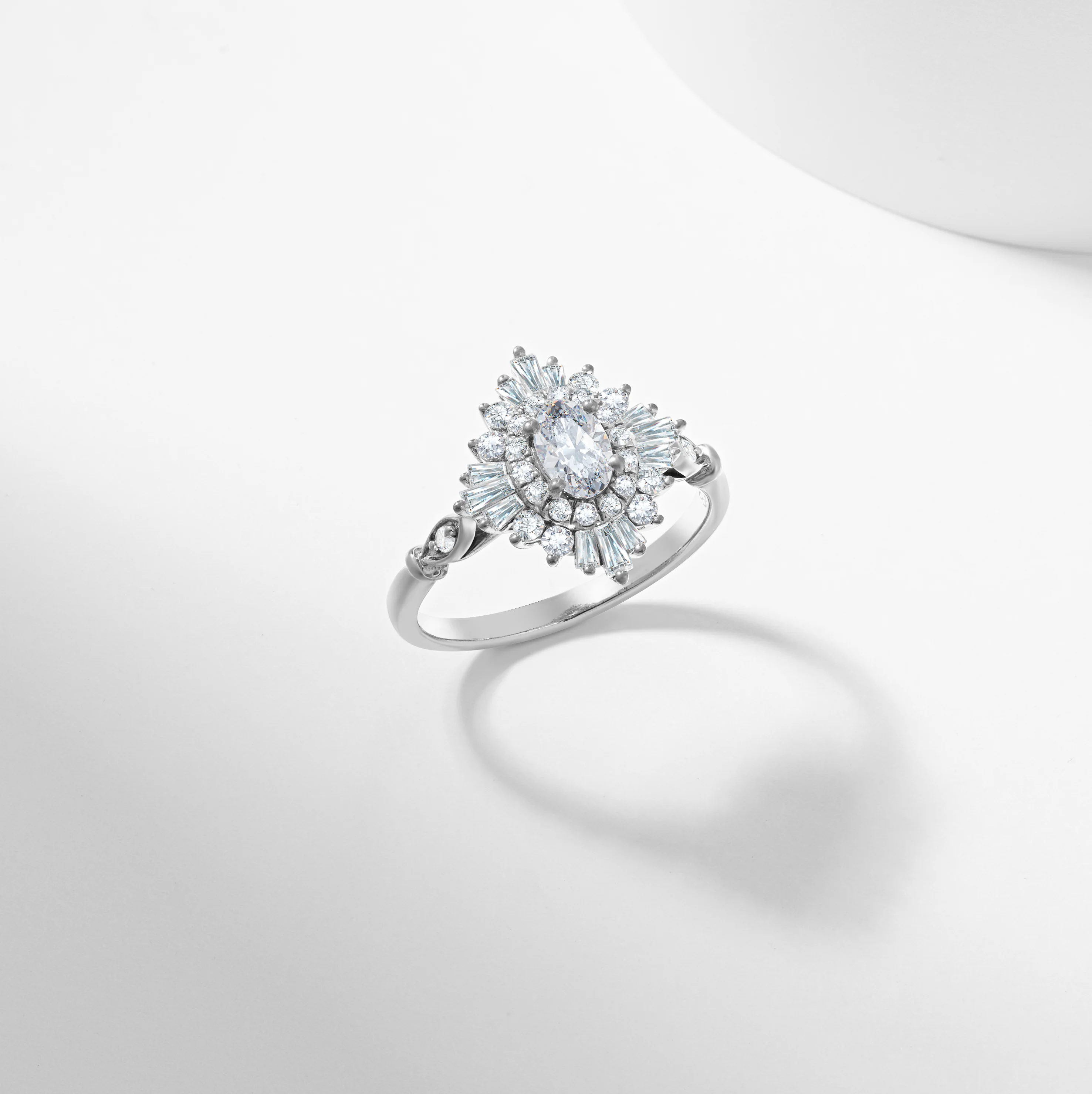 Oval Lab Grown Diamond Baguette Starburst Engagement Ring 1.0tdw - Image 8