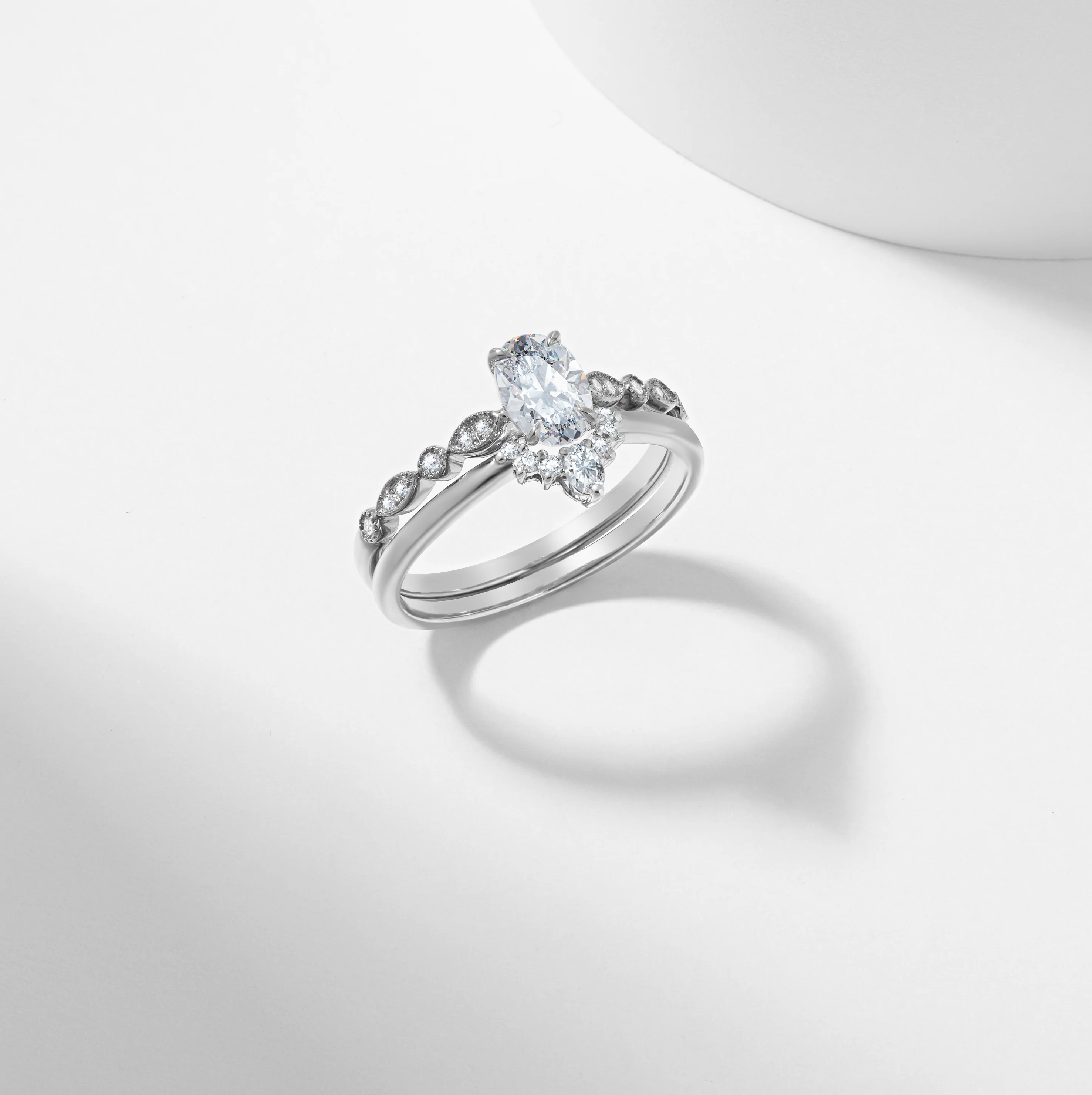 Oval Lab Grown Diamond Tiara Bridal Set 0.97tdw - Image 3